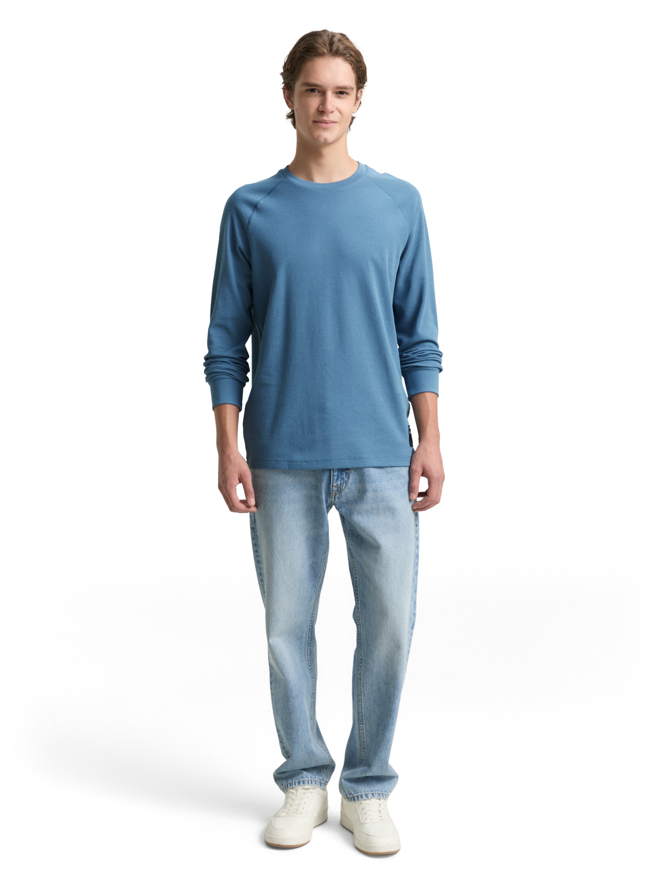 TOM TAILOR Denim Shirt à col rond mit Logo Stickerei