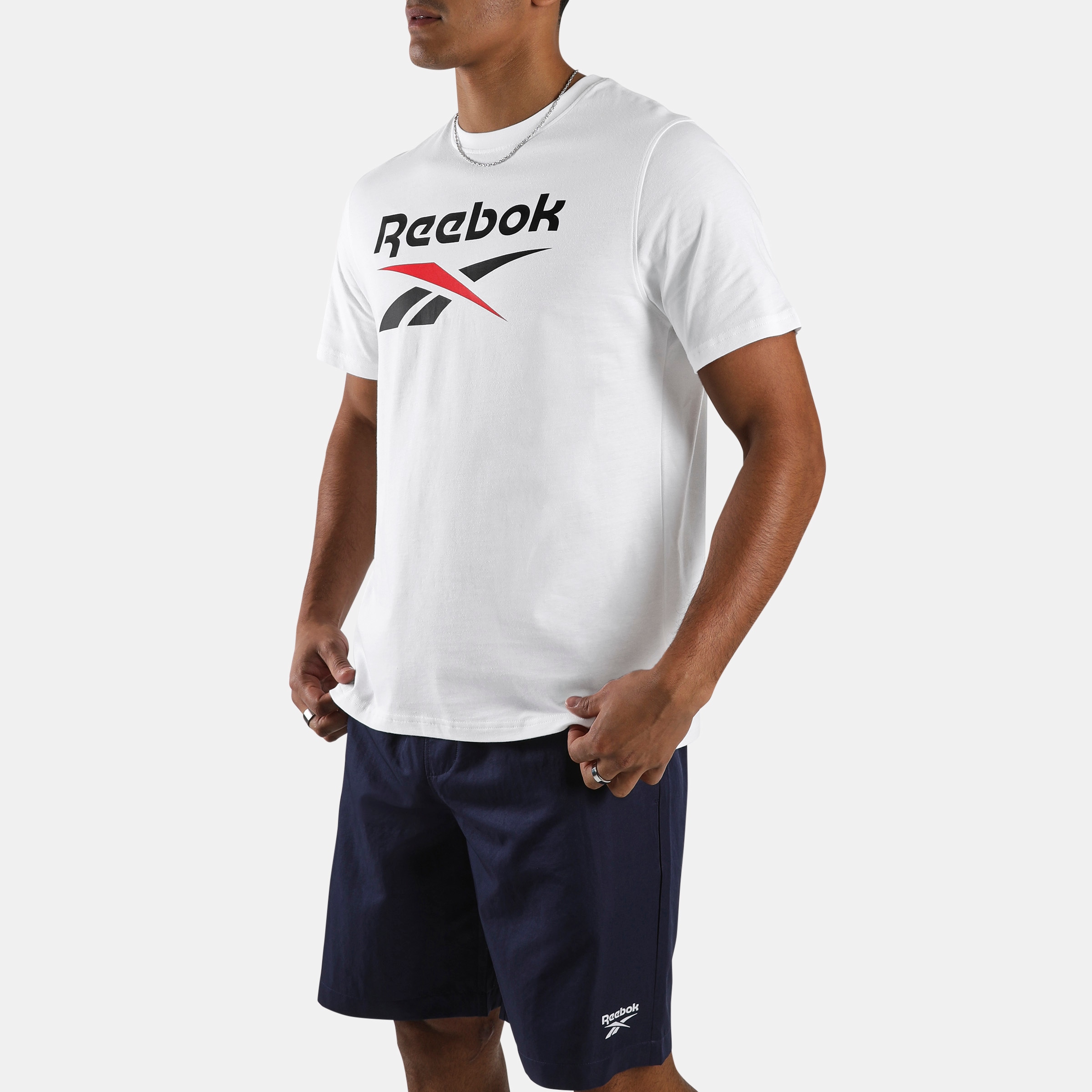 Image of Reebok T-Shirt "BRUNO BIG LOGO CREW NECK SS TEE" mit Logodruck, Kurzarm, aus Baumwollmischung, Basic Passform