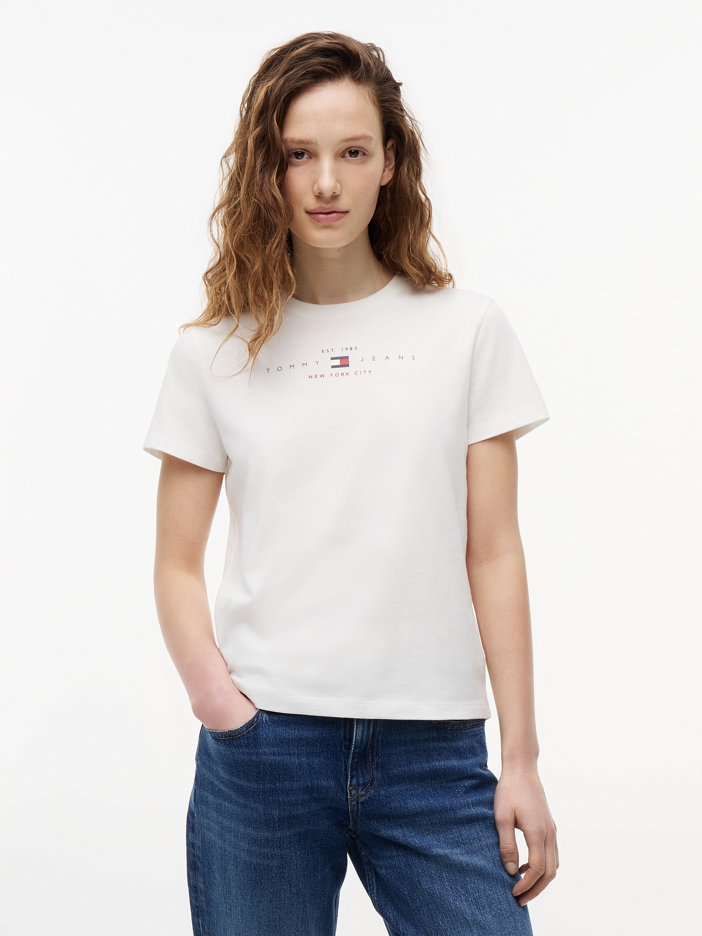 Image of Tommy Jeans Kurzarmshirt "TJW REG US LINEAR SS TEE" Baumwollmischung, regular fit, Logo