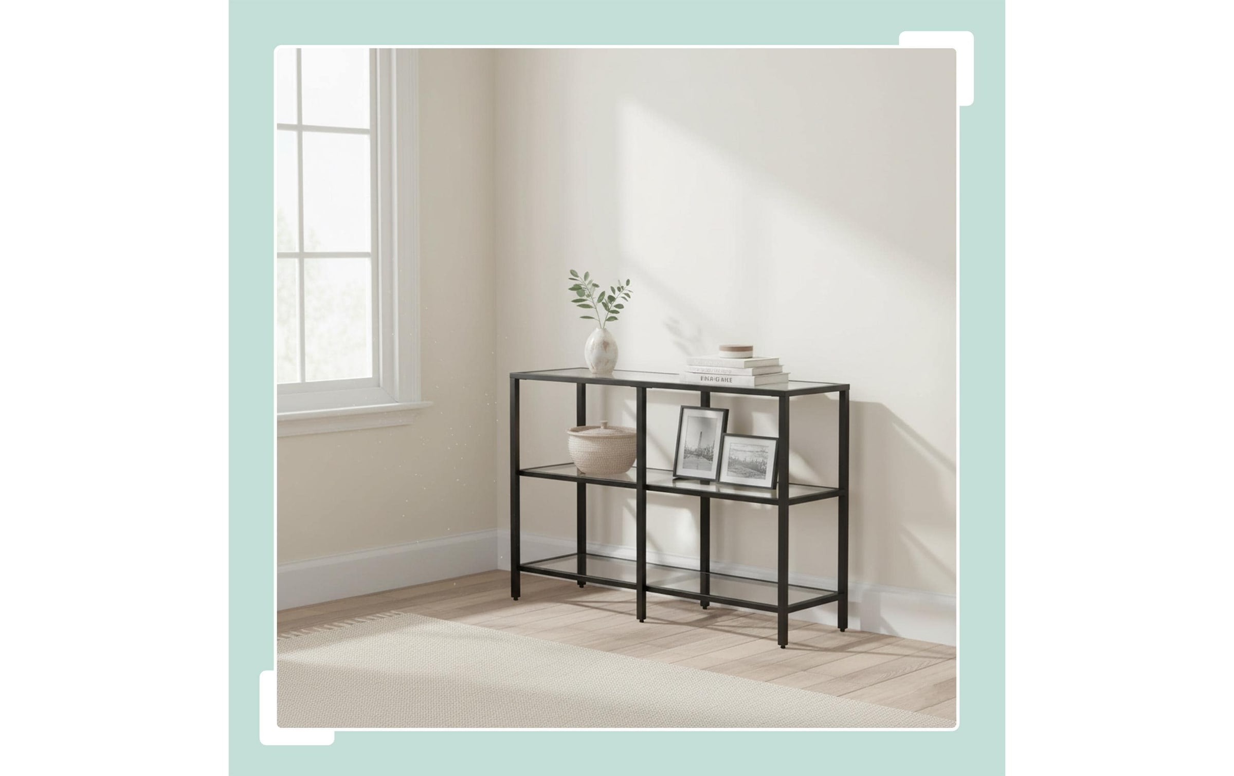 relaxdays Konsolentisch »73 x 100 x 30 cm« Eleganter Ablagetisch mit Glasregalen