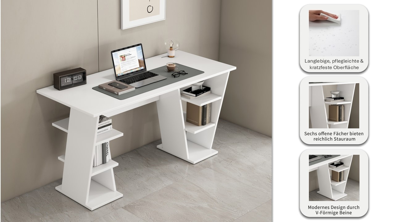 GOODproduct Bureau »Ezzell« Set,  Regalschreibtisch mit Ablagen, modernes Design, Breite 137 cm