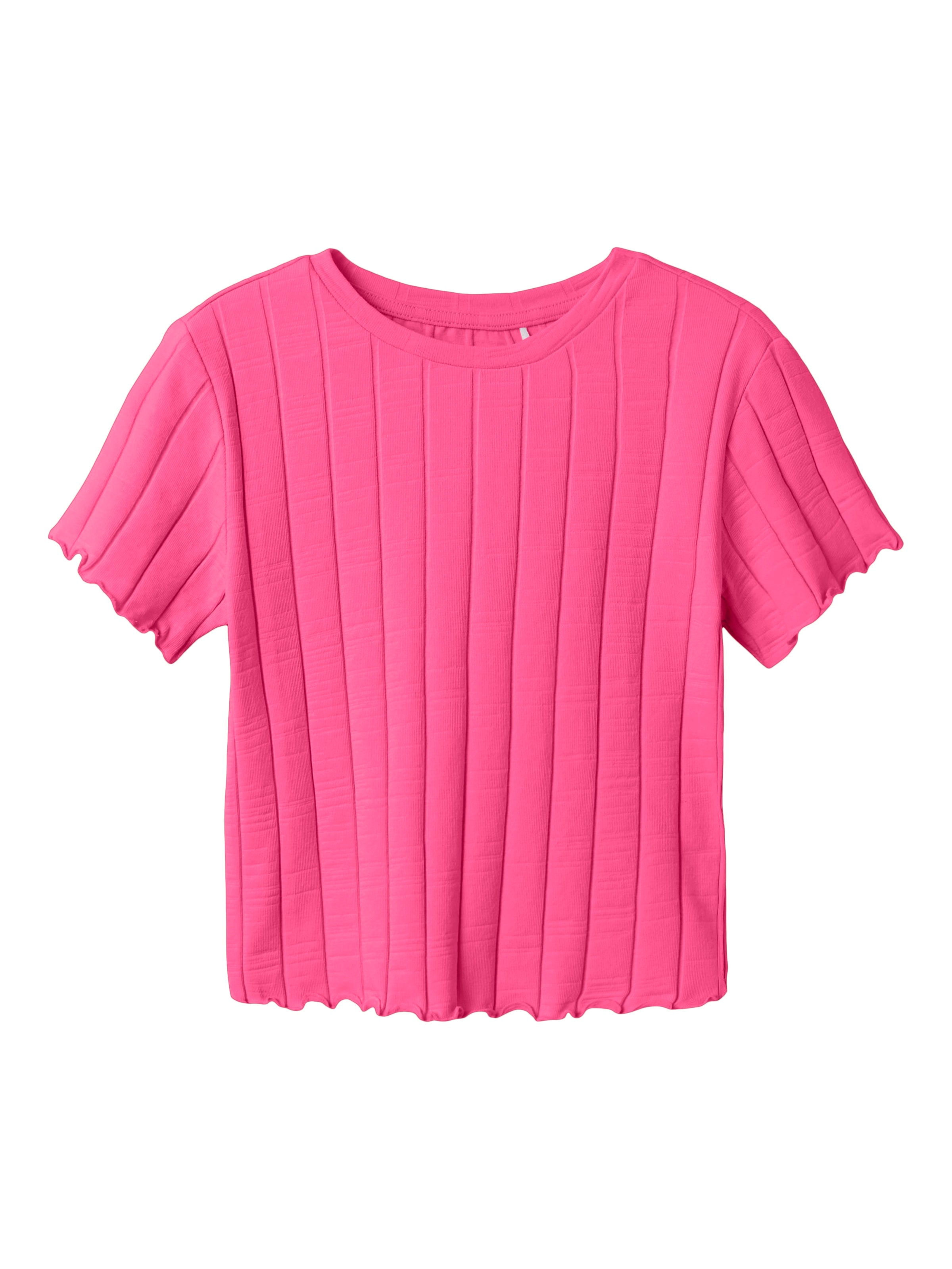 Name It T-Shirt »NKFNORALINA SS CROP TOP NOOS«, in toller Rippen-Qualität und mit gewellten Säumen