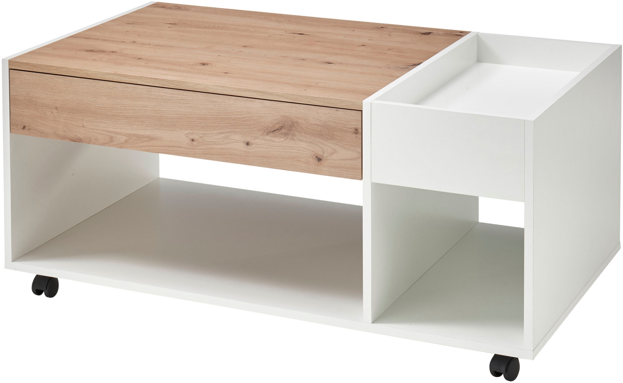 Stolkom Table basse »Emil« rollbar, Tisch mit Schubkasten mit push to open