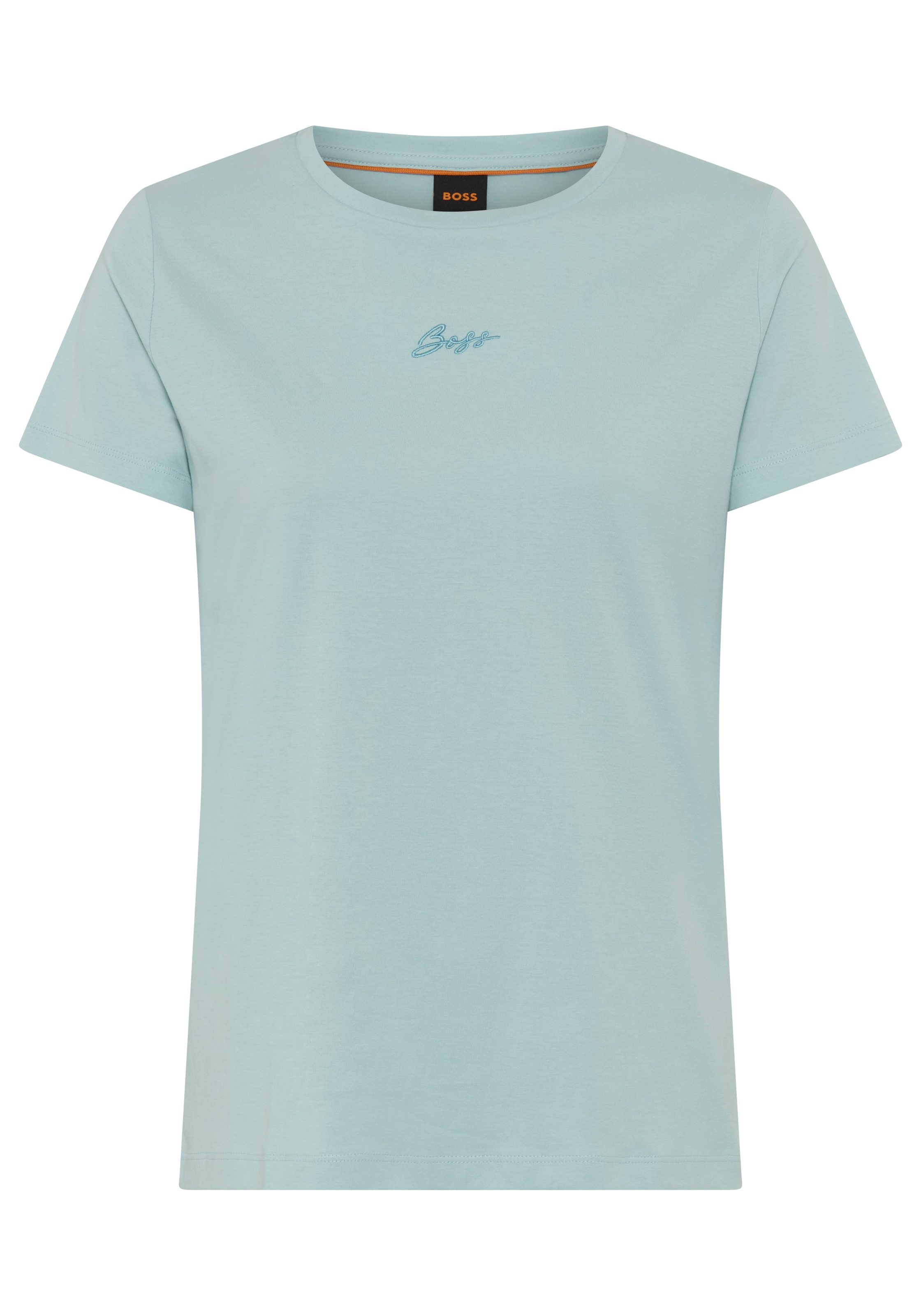 Image of BOSS ORANGE T-Shirt "Elove Embro Premium Damenmode" mit Rundhals, Slim Fit