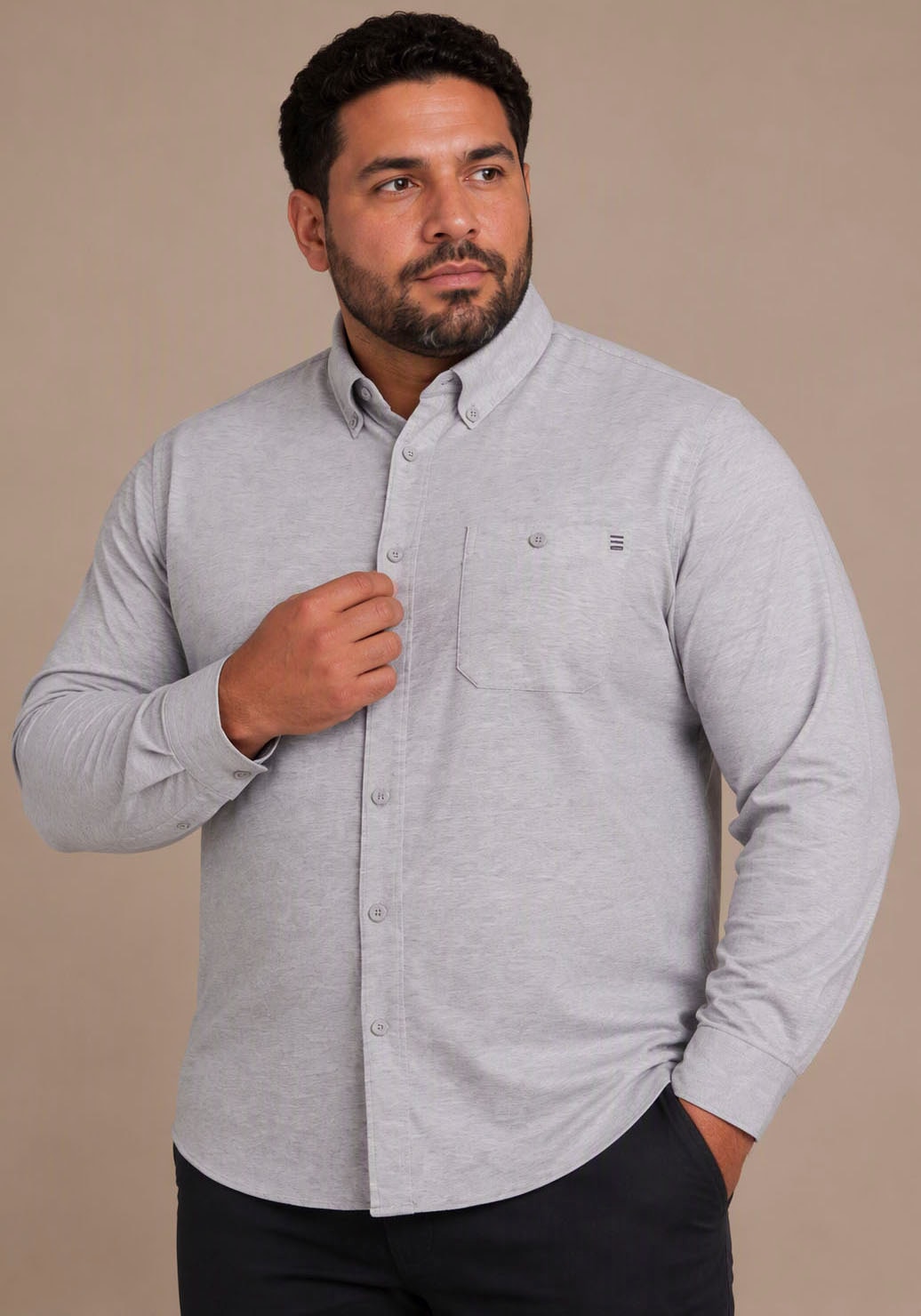 Image of Mans World Plus Langarmhemd "aus softem Baumwoll-Jersey" Regular Fit, Maximaler Komfort, zeitloser Hemdenstil