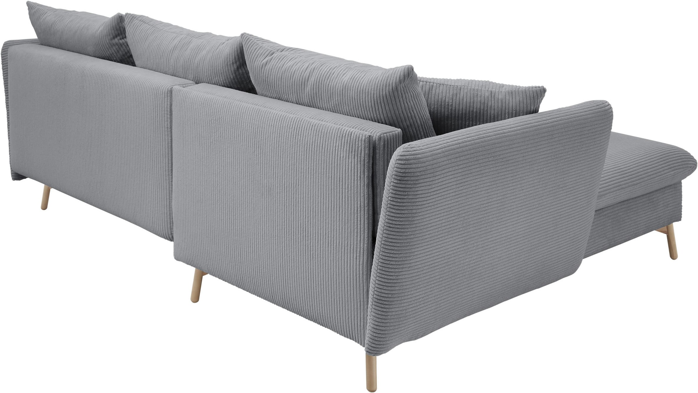 andas Ecksofa »MERLE, 258 cm, L-Form, traumhafter Cord,« mit Bettfunktion und Bettkasten, Liegefläche 224 x 139