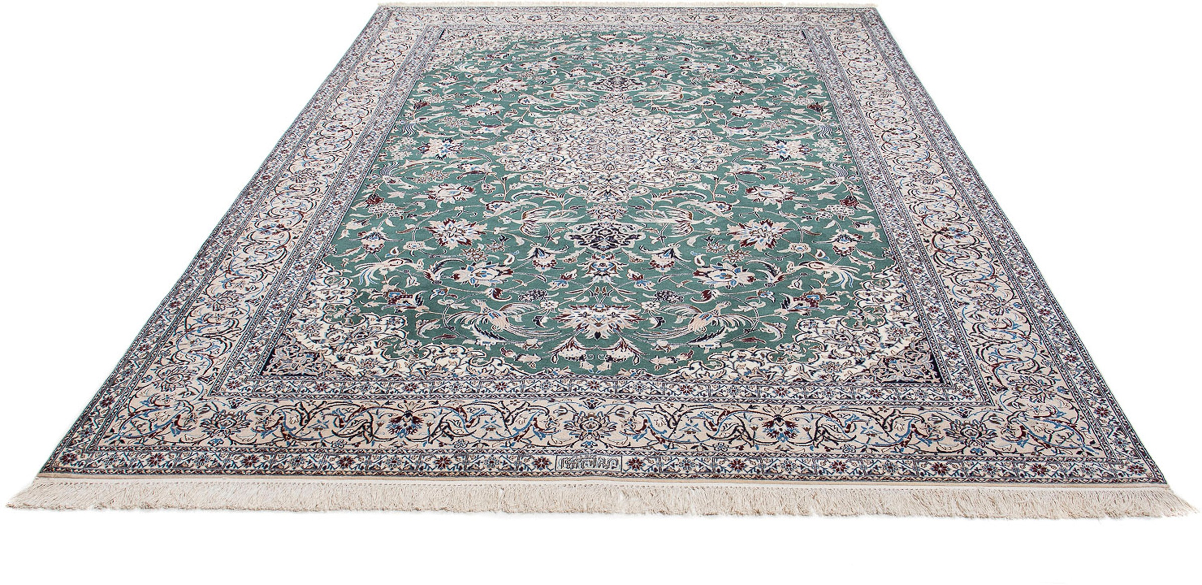 Image of morgenland Orientteppich »Perser - Nain - Premium - 307 x 206 cm - grün«, rechteckig, 6 mm Höhe, Wohnzimmer, Handgeknüpft, Einzelstück mit Zertifikat bei Ackermann Versand Schweiz