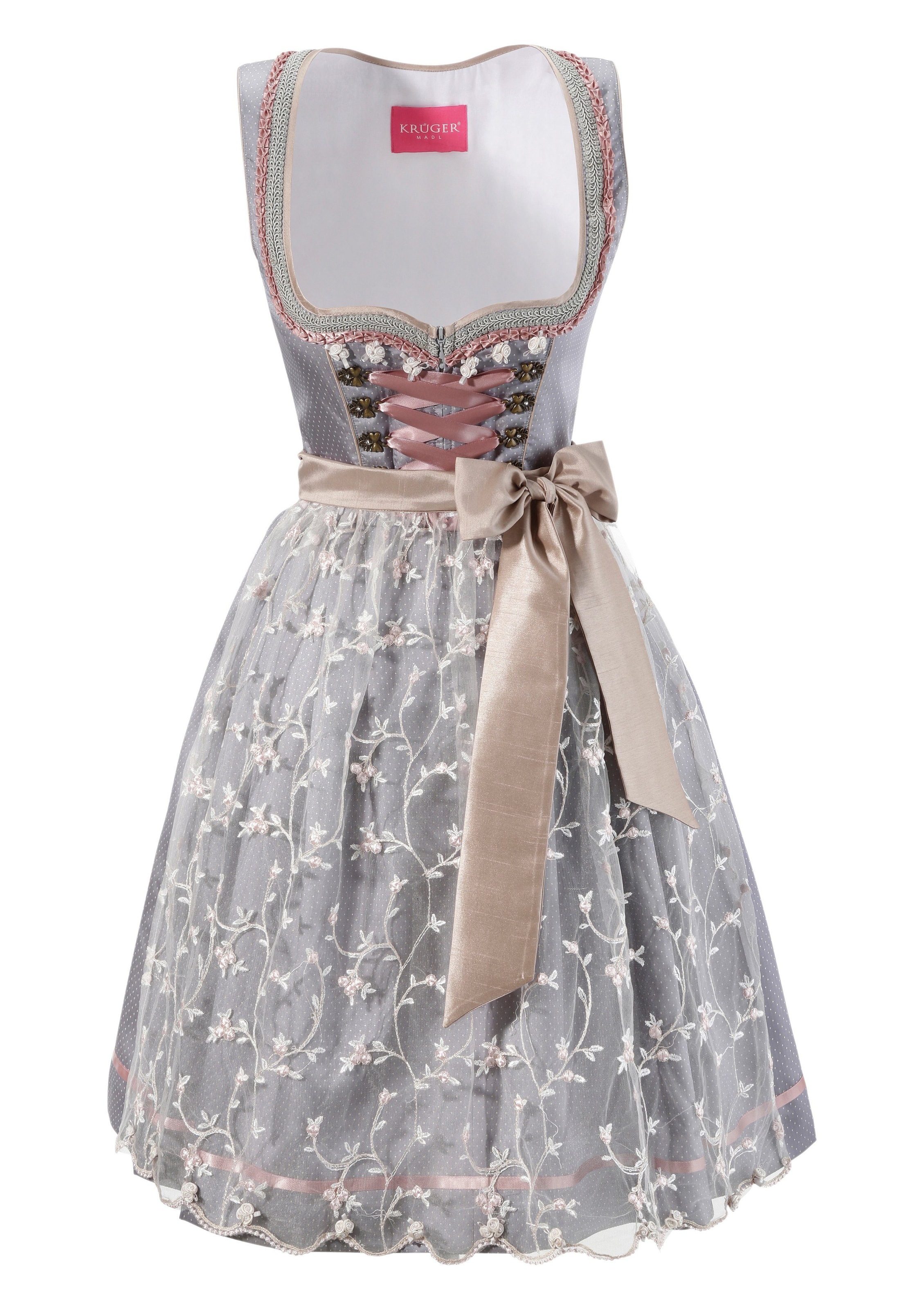 Dirndl midi mit Satinbandschnürung