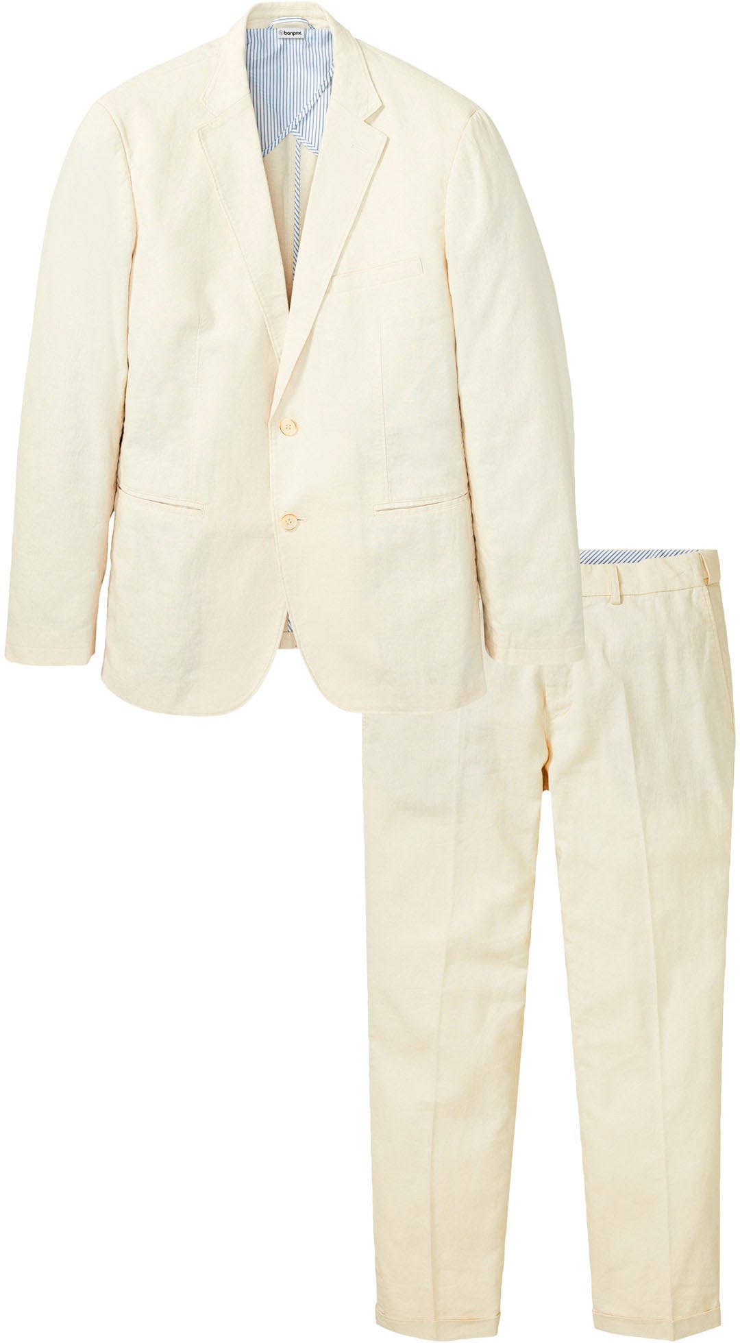 Image of bonprix Anzug "Anzug aus luftigem Leinen-Mix (2-tlg.Set), Regular Fit" Set, 2 Stk. tlg. regular fit zweiteiliges Set mit Sakko und Hose, aus Leinen und Baumwolle