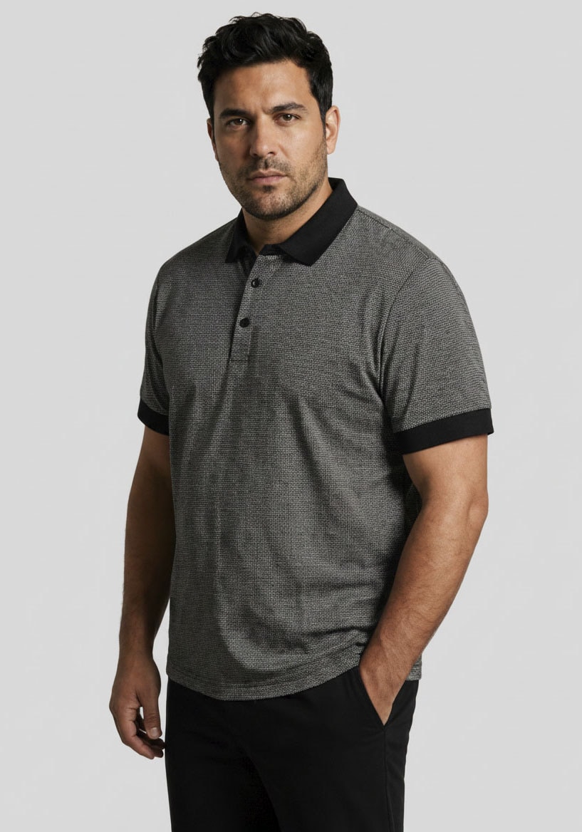 Image of Mans World Plus Poloshirt "auch in Grosse Grössen bis Gr. 7XL Ärmel-Fit" Regular Fit, Kurzarm, mit Seitenschlitzen, gemustert