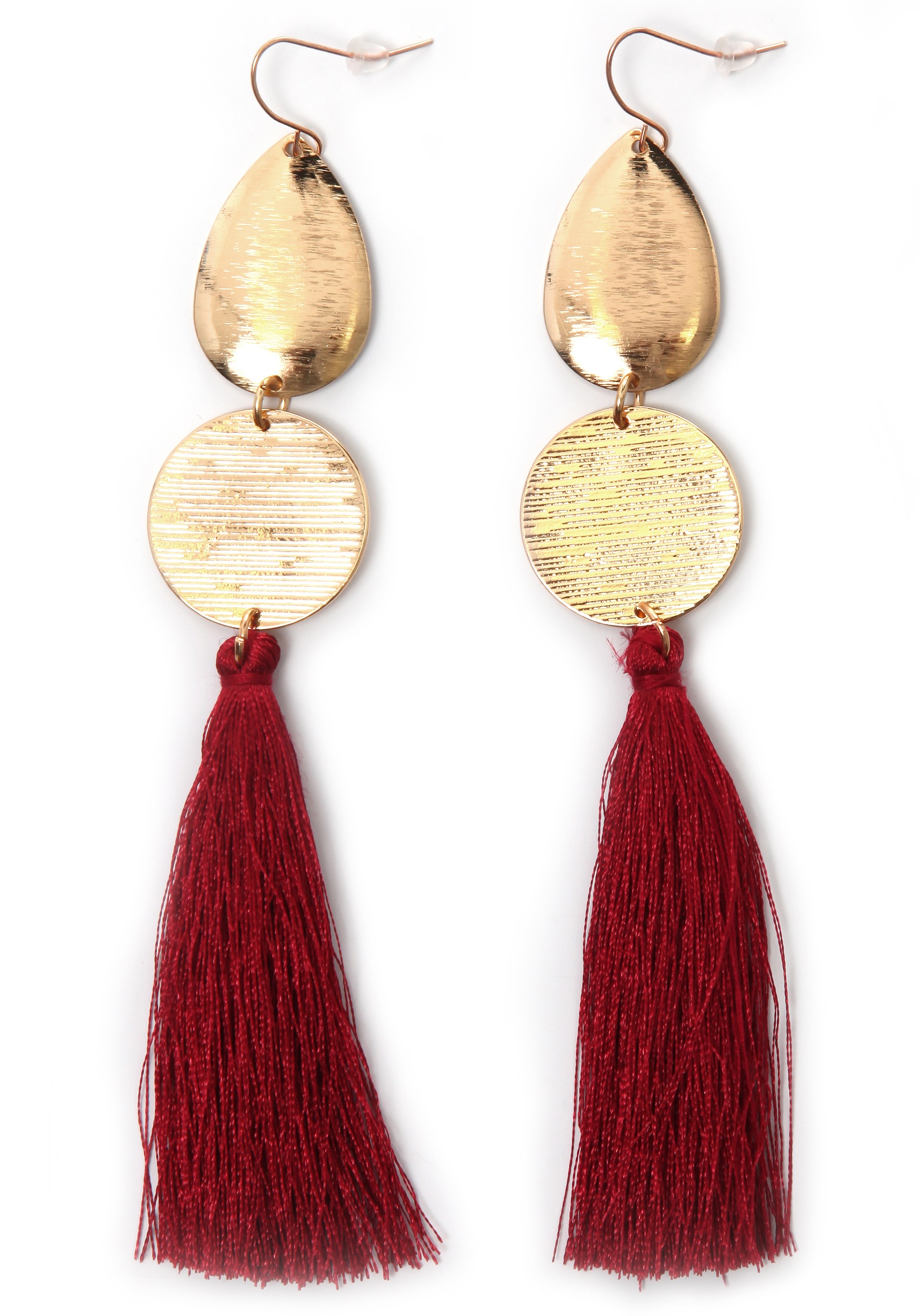 Image of J.Jayz Paar Ohrhaken »rote lange Quasten, vergoldfarbenet« bei Ackermann Versand Schweiz