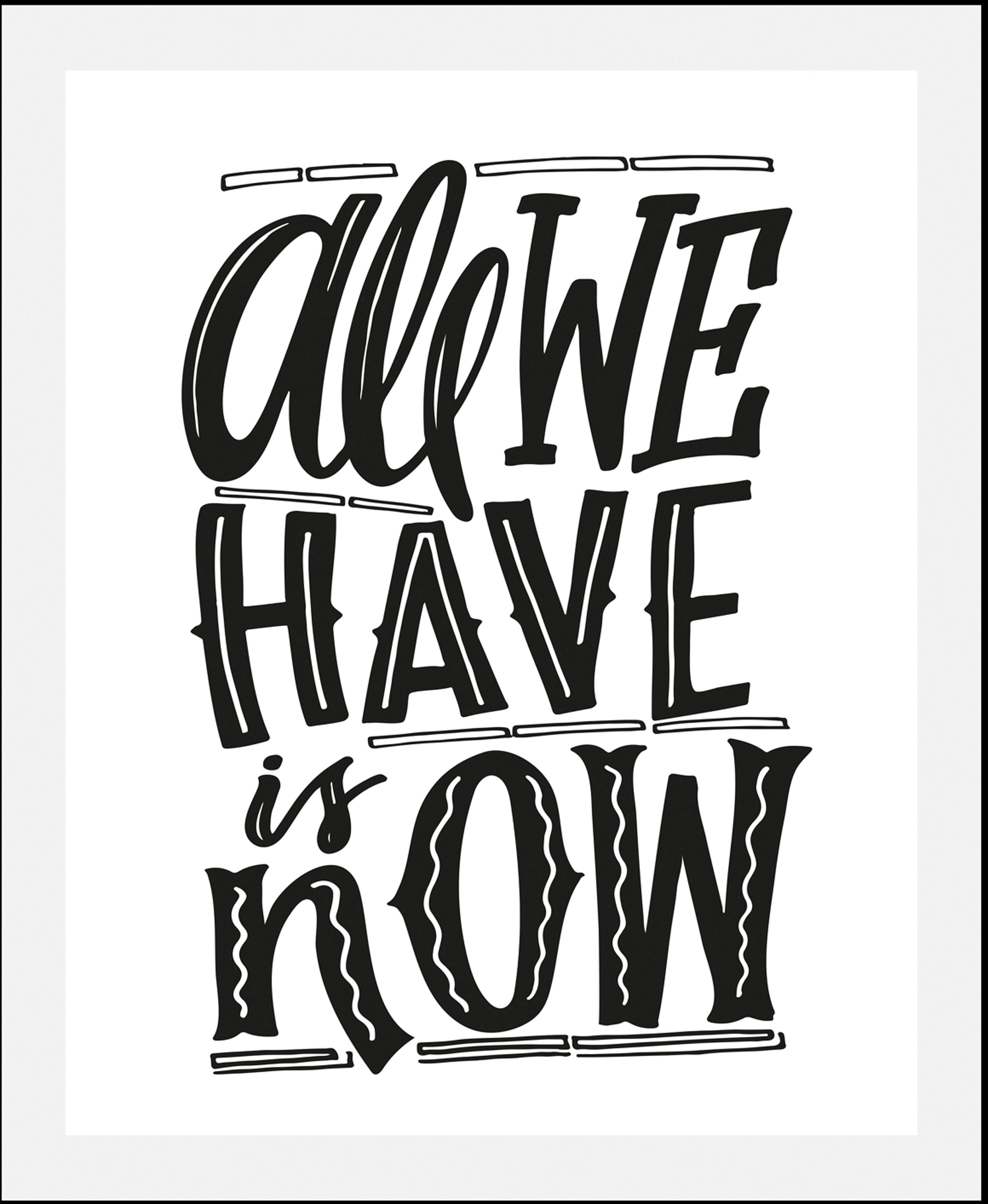 Image of queence Bild "Now" Motivationsbilder Schriftzüge Schwarz-Weiss Sprüche & Texte 1 Stk. tlg. gerahmt