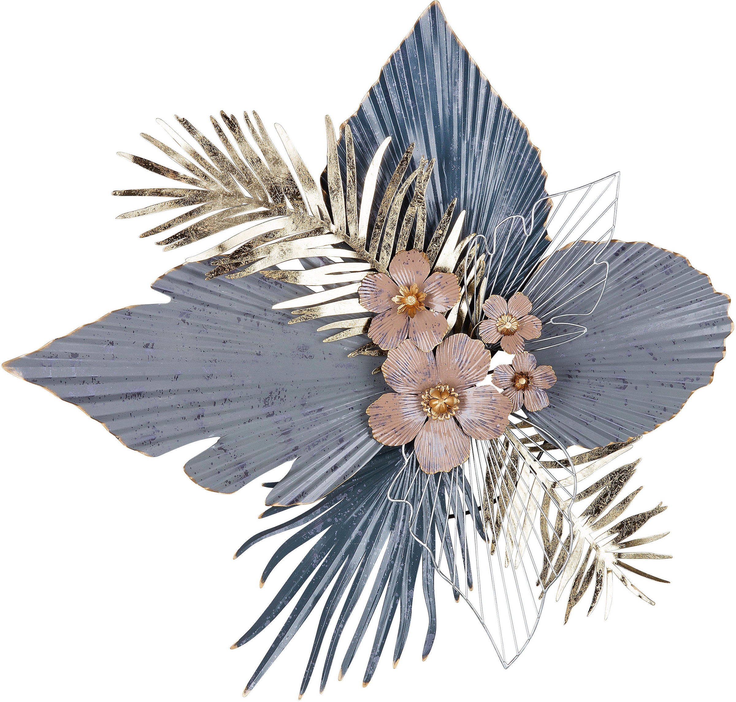 Image of GILDE Wanddekoobjekt "Wandrelief Blätterkranz Merida"