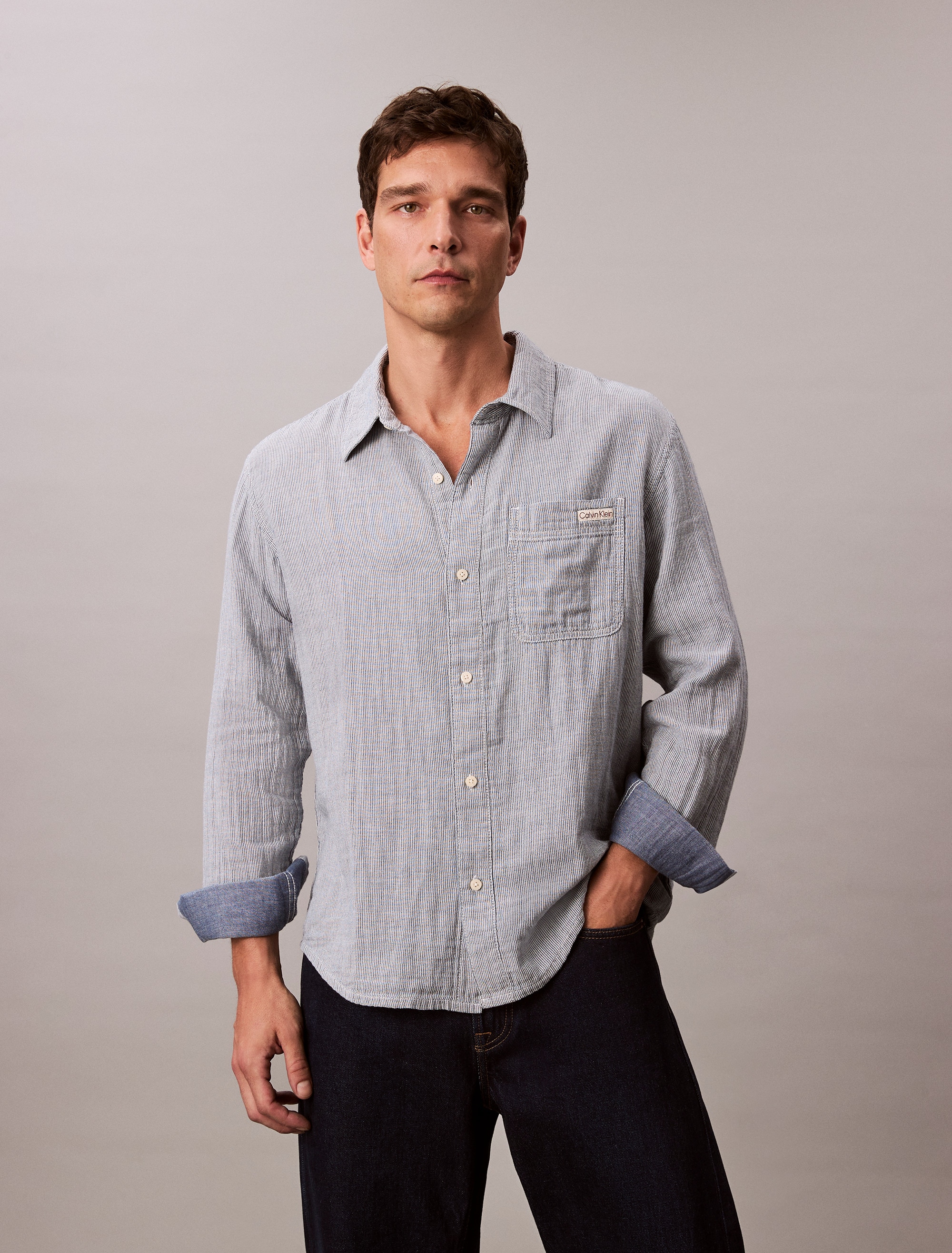 Image of Calvin Klein Jeans Langarmhemd "CASUAL CLASSIC" Mit Rundhalsausschnitt