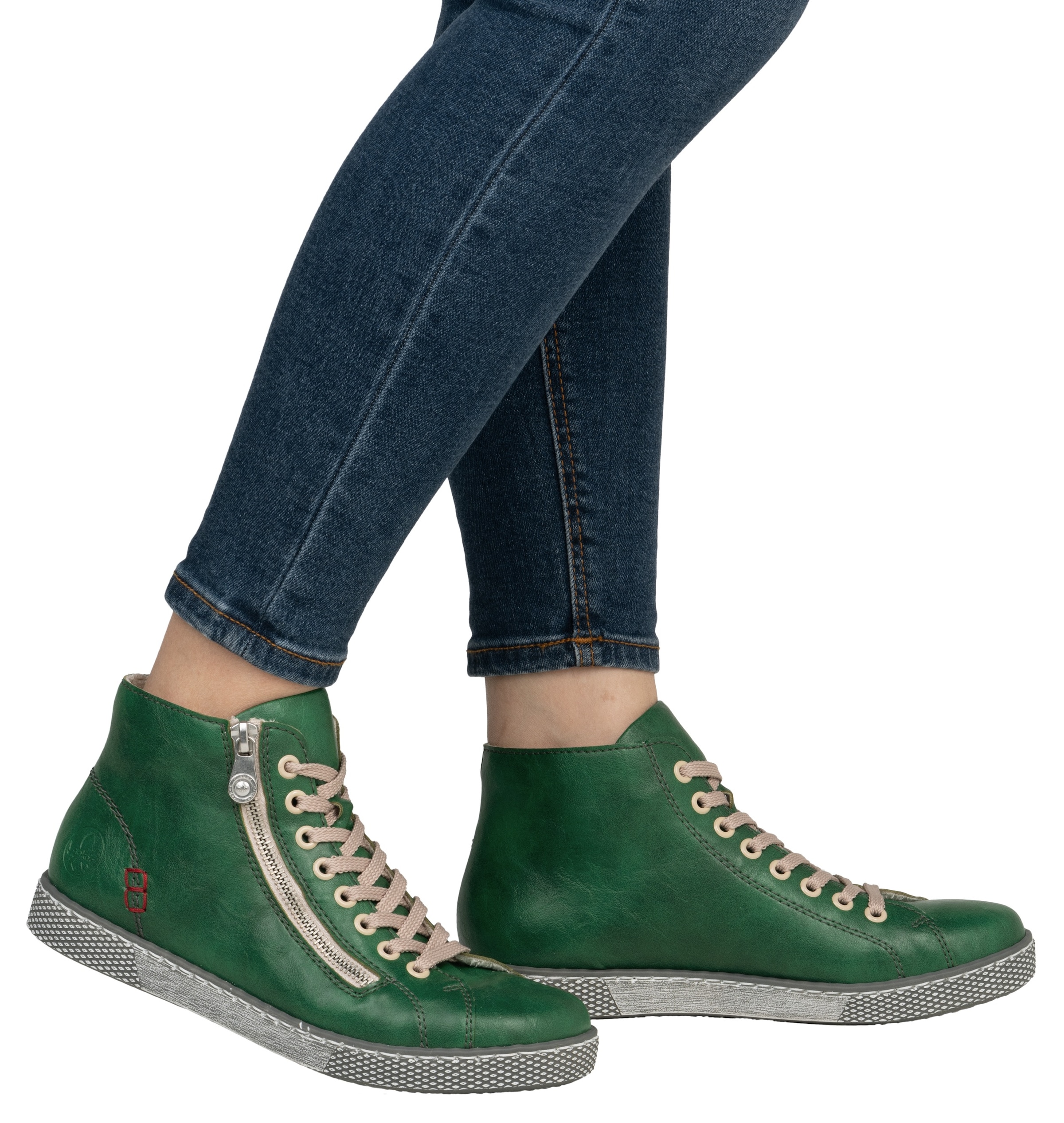 Rieker Schnürboots, Schnürstiefelette, Casual-Boots mit Reissverschluss aussen