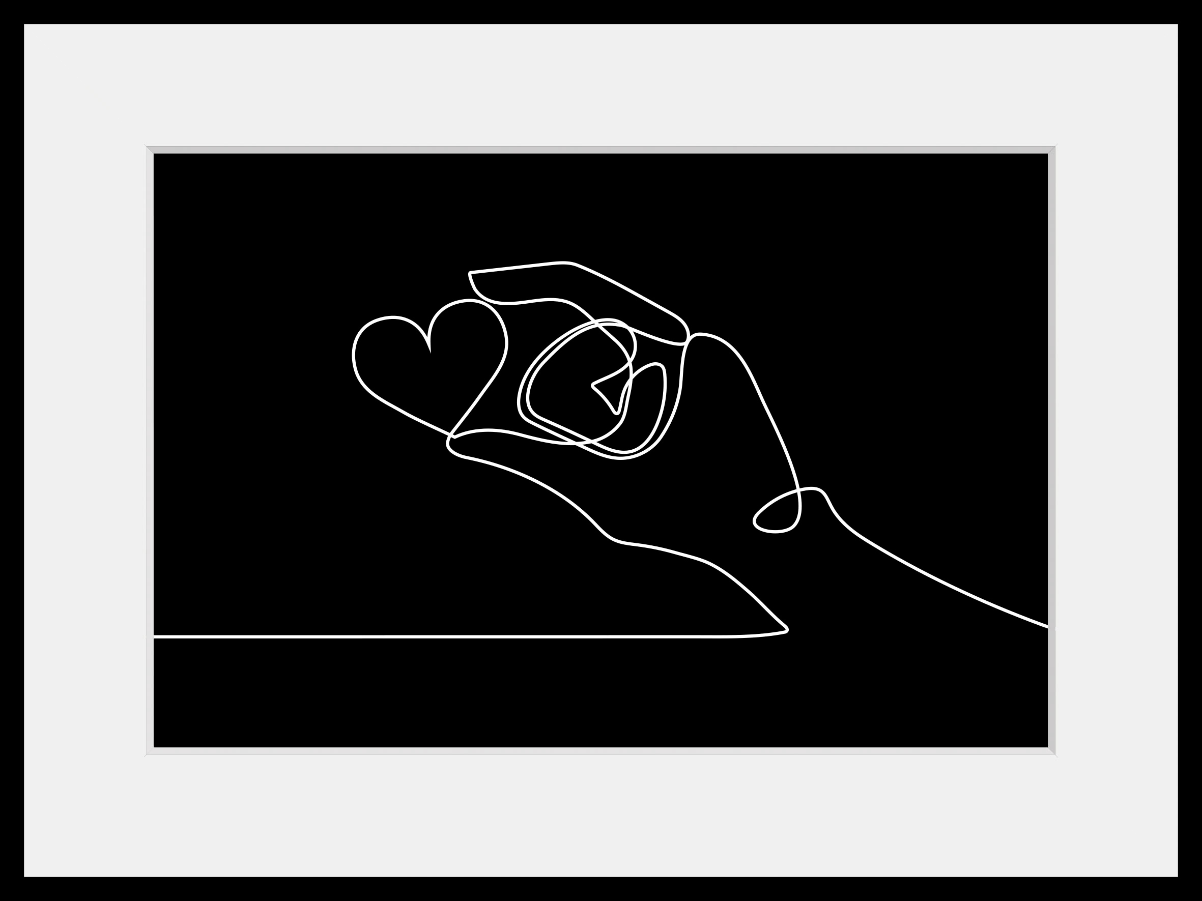 Image of queence Bild "Romeo" Herzbilder Herzen Kunst Schwarz-Weiss 1 Stk. tlg. HD Premium Poster-Druck inkl. Holzrahmen