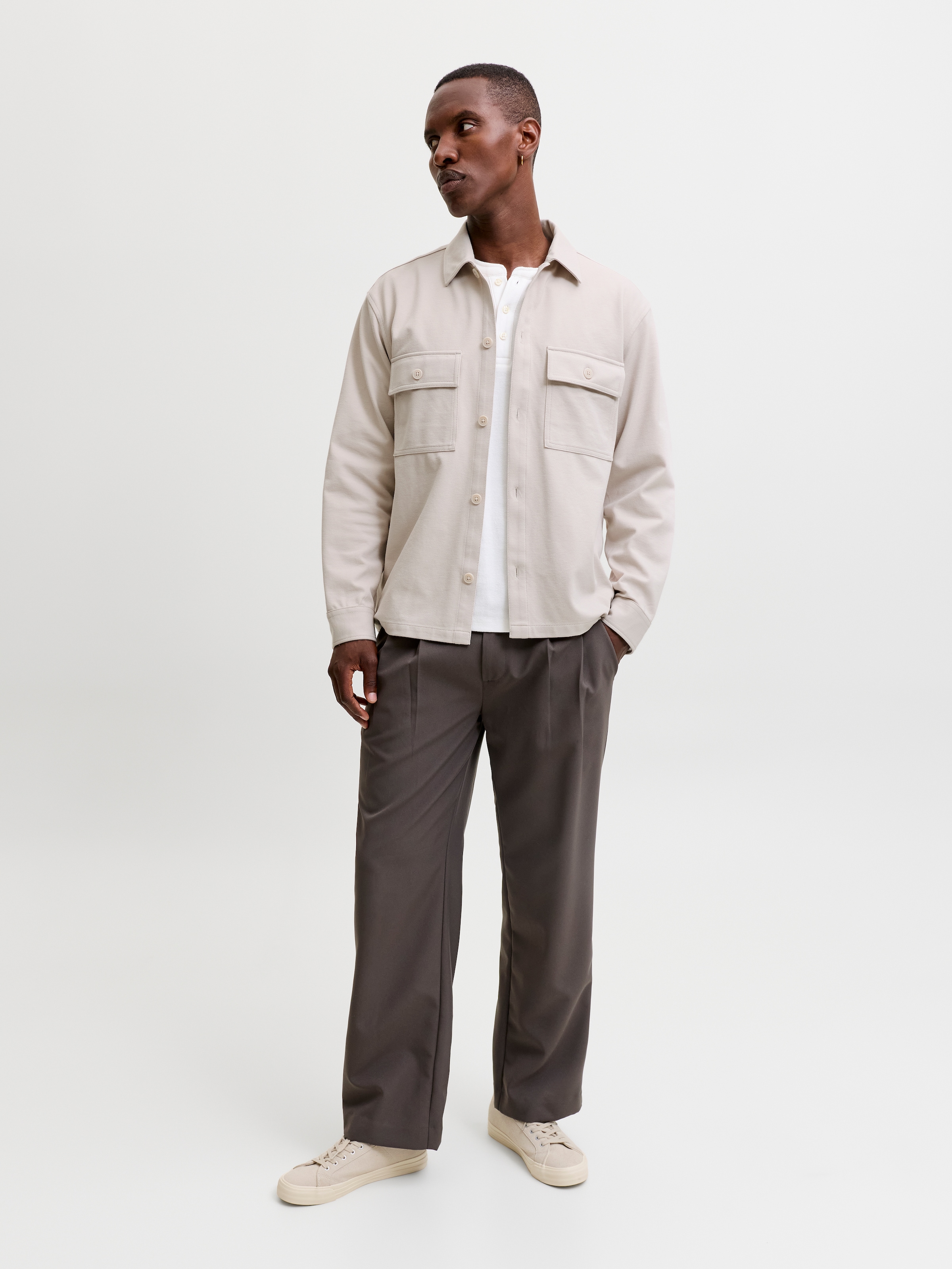 Jack & Jones Chemise à manches longues »JJWILLIAM SWEAT OVERSHIRT LS NOOS« Mélange de matériaux, tissu sweat, coupe décontractée