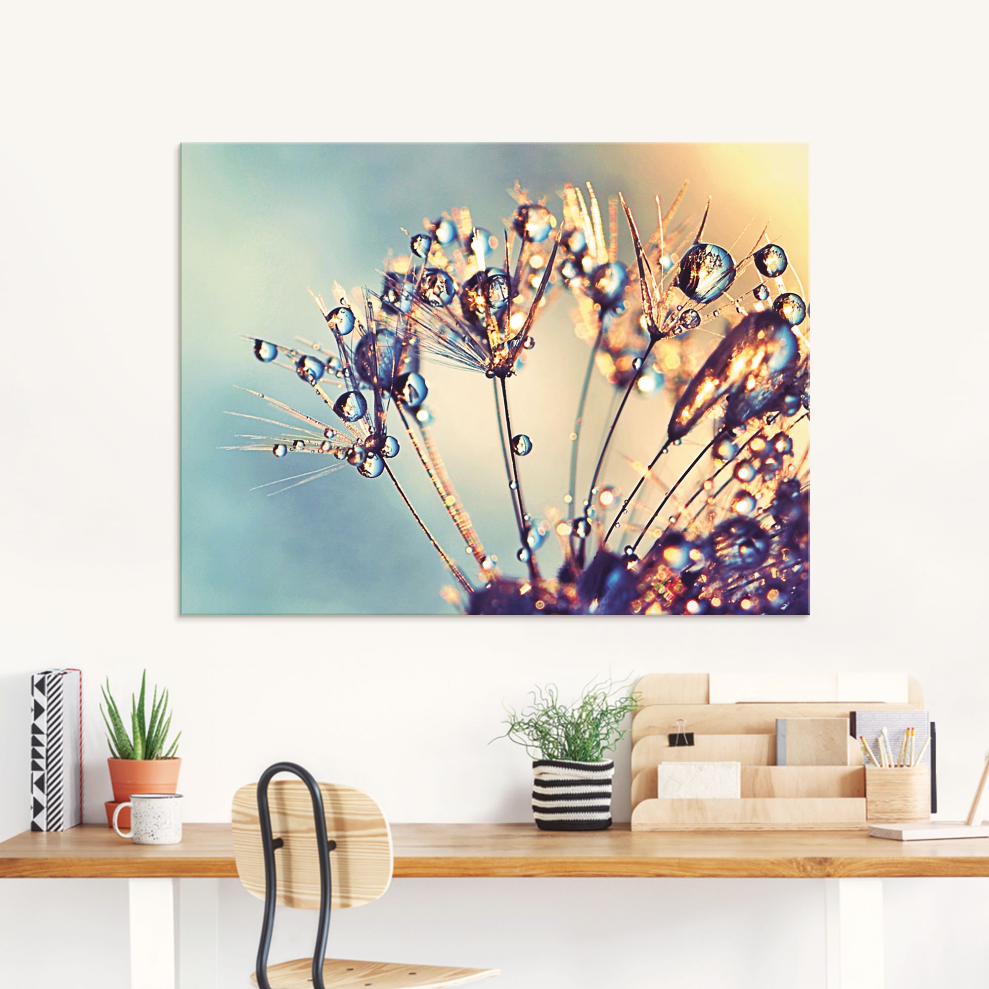 Artland Glasbild »Pusteblume Glitzertau«, Blumen, (1 St.), in verschiedenen Grössen