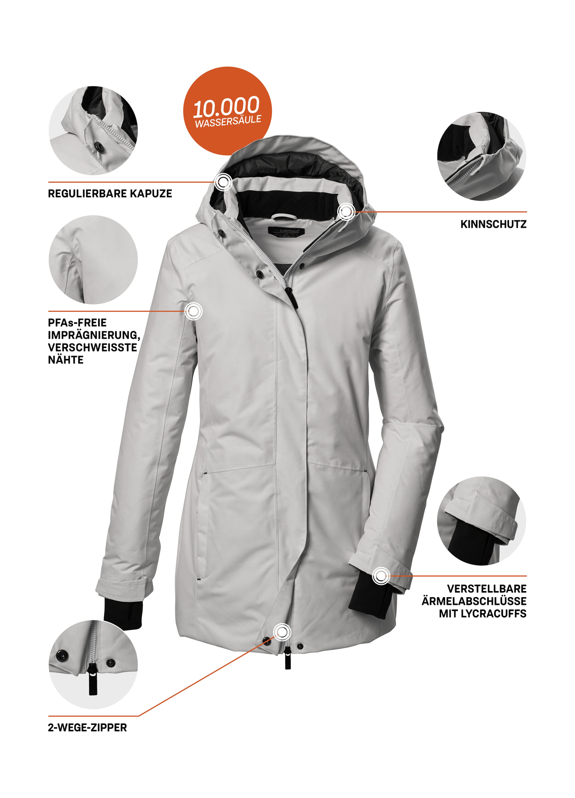 Killtec Parka »KOW 93 WMN PKR«, Wasser- und winddichter Damenparka, atmungsaktiv, recyceltes Material