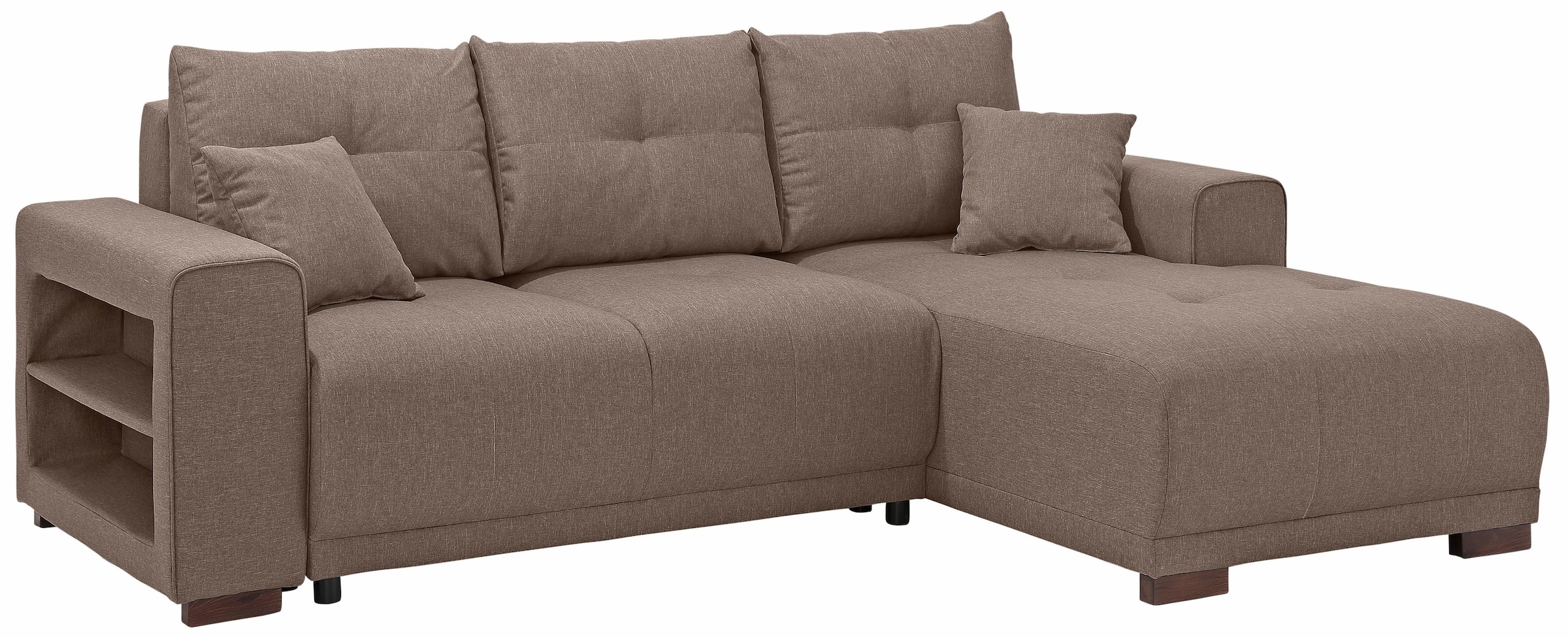 Home affaire Ecksofa »Viborg L-Form«, mit Regal in der Armlehne, wahlweise mit Bettfunktion