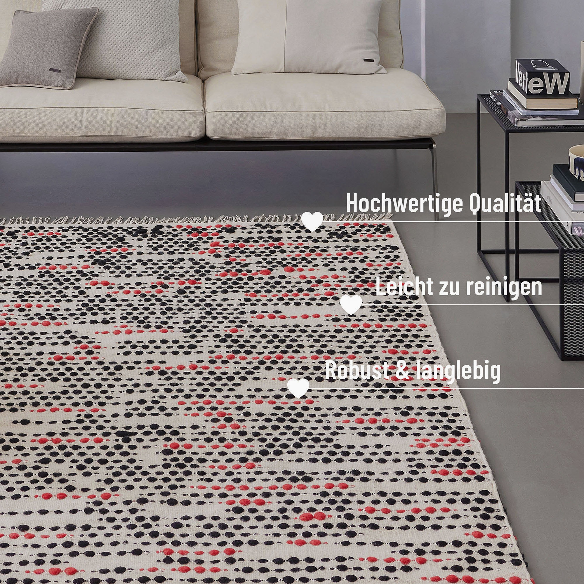 Wecon home Tapis »London Red« Rectangulaire 11 mm Höhe handgewebt, robust, strapazierfähig, skandinavisch, Naturfaser