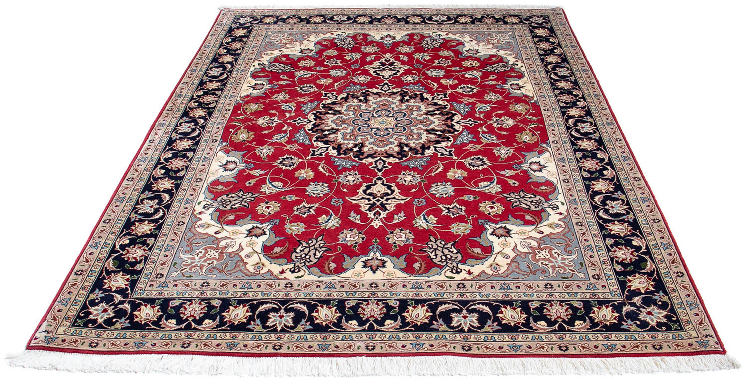 Image of morgenland Orientteppich »Perser - Täbriz - 207 x 150 cm - rot«, rechteckig, 10 mm Höhe, Wohnzimmer, Handgeknüpft, Einzelstück mit Zertifikat bei Ackermann Versand Schweiz