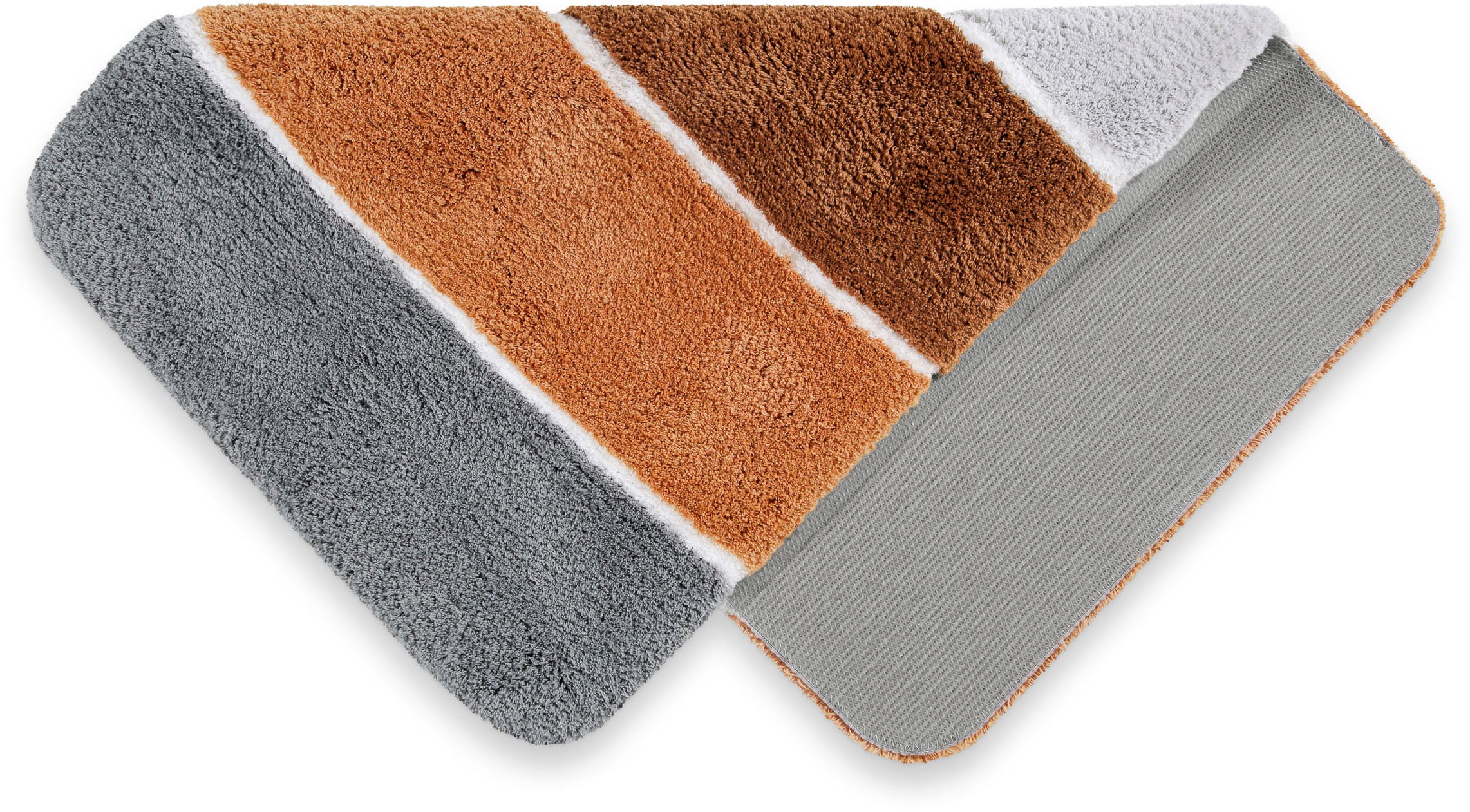 Homie Living Badematte »Rio Marina« Höhe 30 mm rutschhemmend beschichtet fussbodenheizungsgeeignet | schnell trocknend flauschiger Badteppich, modern gestreift, waschbar, Badezimmerteppich