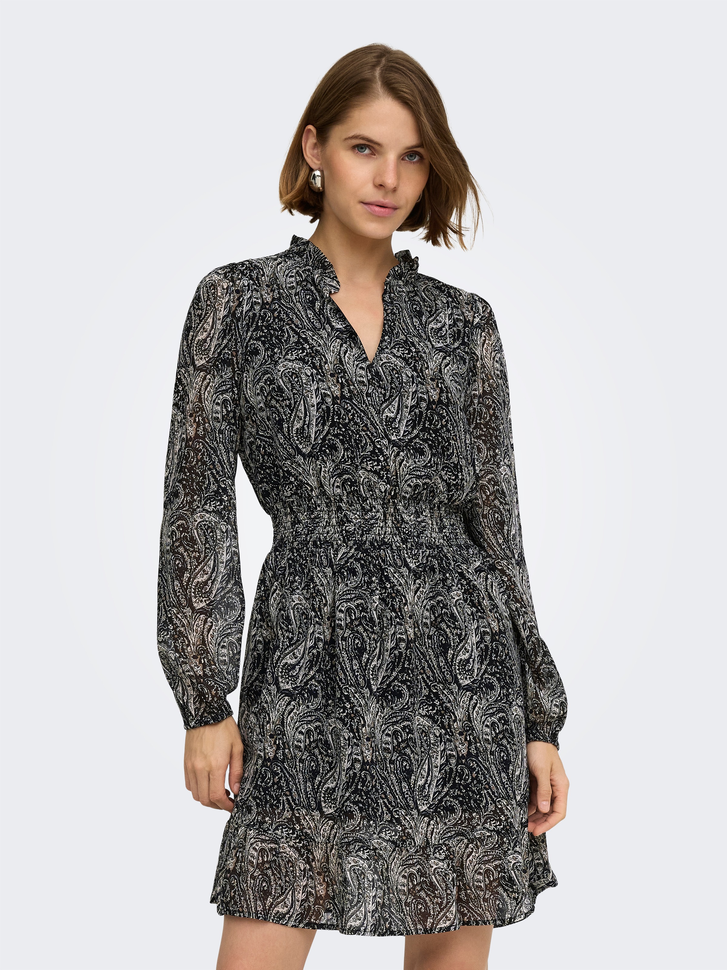 Image of ONLY Chiffonkleid "ONLCAROLINE L/S SHORT DRESS WVN NOOS" Polyester