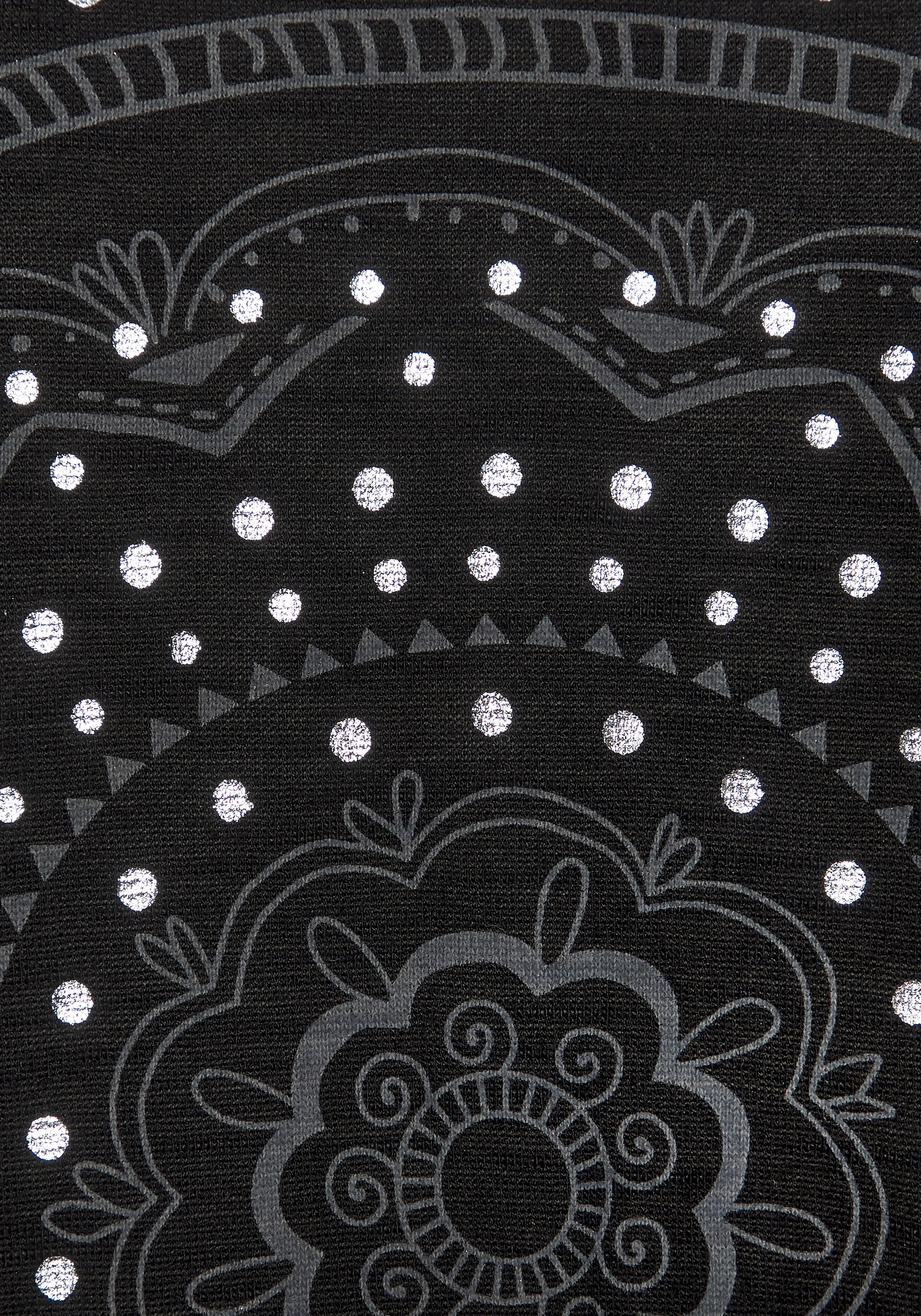 LASCANA Shirt à col rond mit glänzendem Print