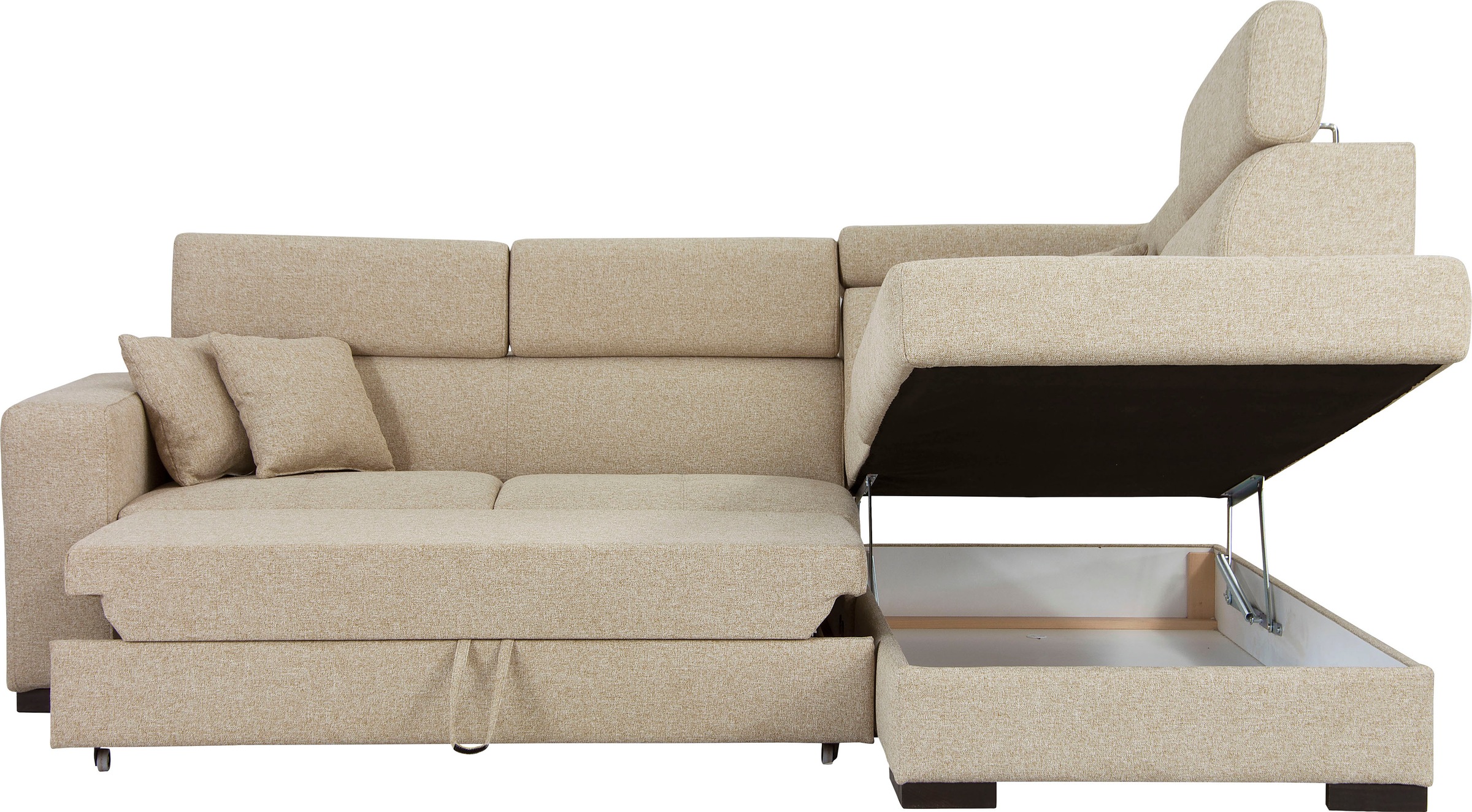 Home affaire Ecksofa »Tulio L-Form«, wahlweise mit Bettfunktion und Bettkasten, incl. 3 Zierkissen