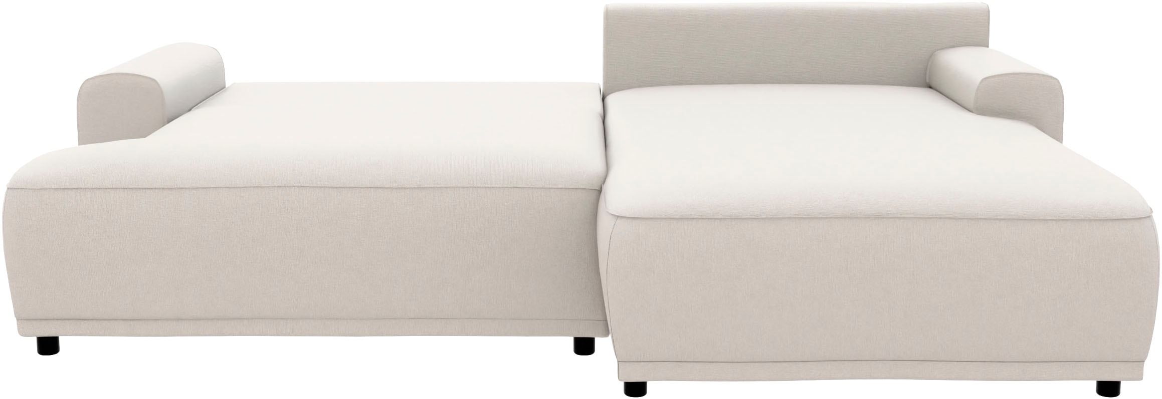 TRENDMANUFAKTUR Ecksofa »Fordon, Schlafsofa mit Bettkasten, Couch in L-Form, Breite 250 cm« in Struktur LUMOS, 3D-Effekt, sandgrau, Recamiere rechts