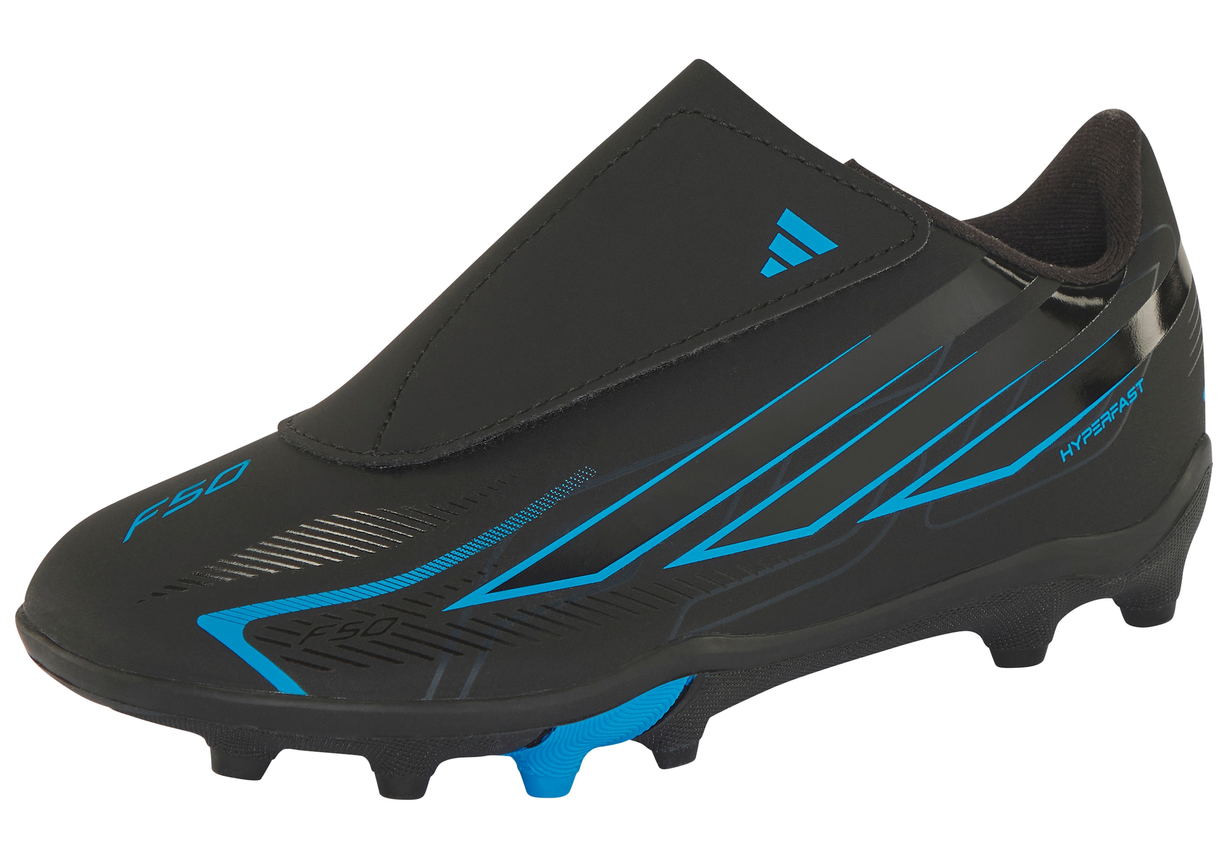 Image of adidas Performance Fussballschuh "F50 HYPERFAST CLUB KIDS, NATURRASEN/GEMISCHTE BÖDEN, KLETTVERSCHLUSS" für viele verschiedene Böden geeignet