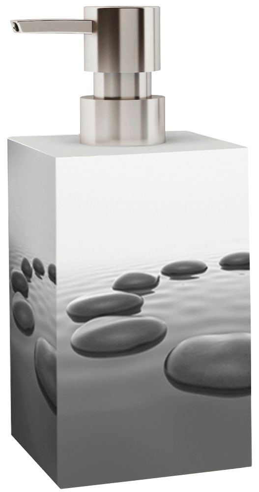 Sanilo Set d'accessoires de salle de bain »Black Stones« bestehend aus WC-Sitz, Badteppich, Stöpsel, Seifenspender, WC-Bürste