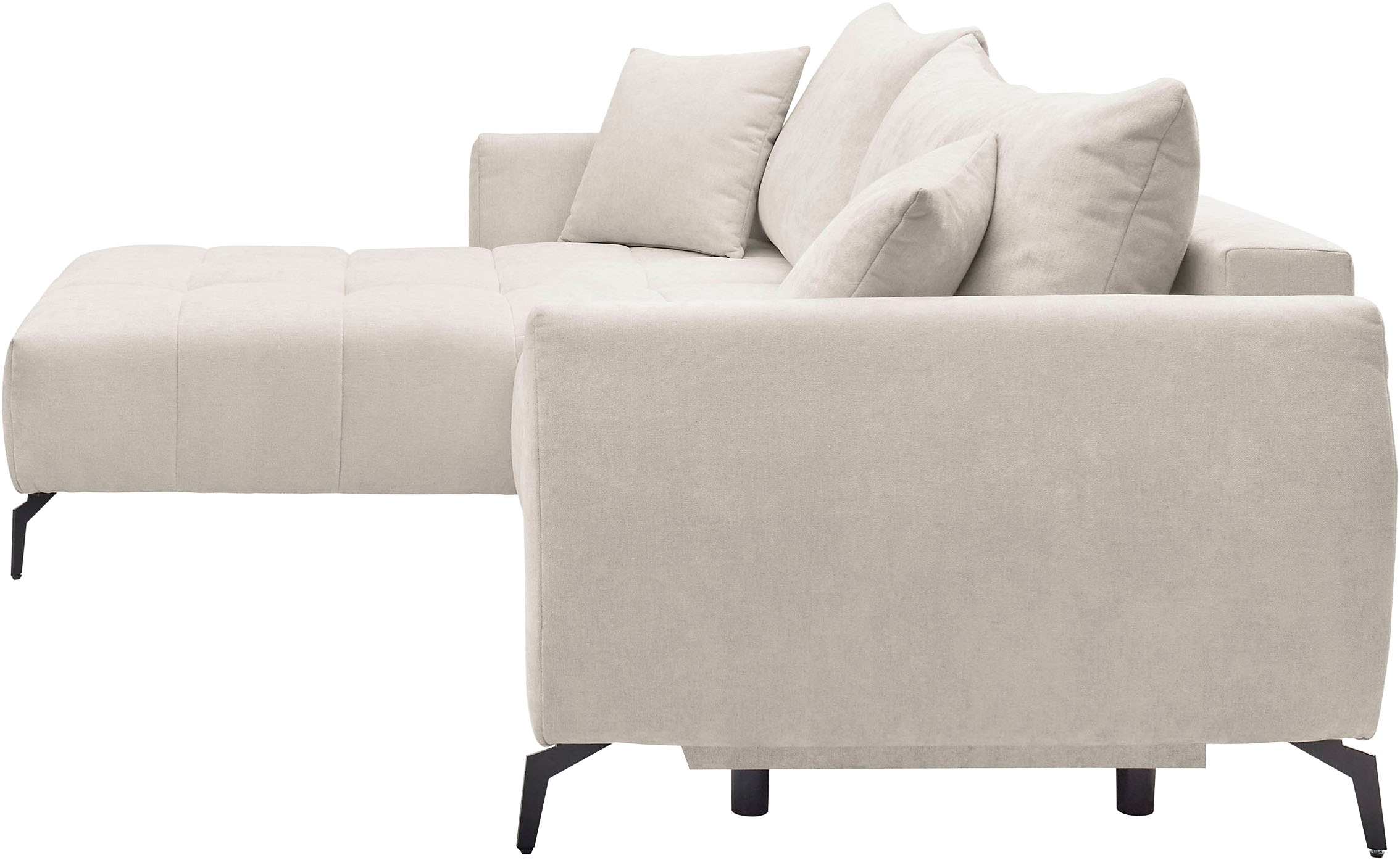GOODproduct Canapé d'angle »JINNIE Chenille, L-Form, Polsterecke m. Schlaffunktion« Chauffeuse montage à gauche/droite, en tissu tissé ou chenille