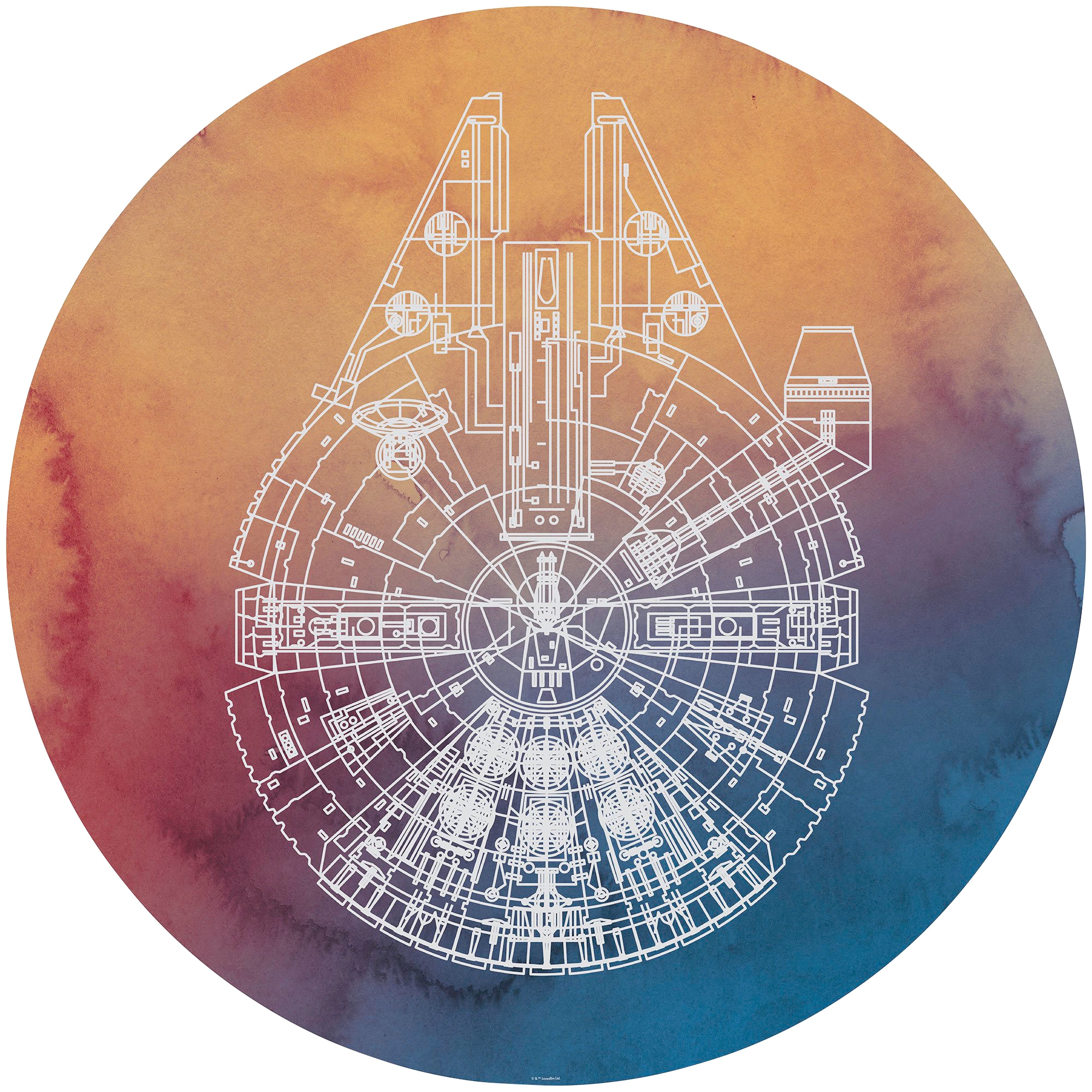 Image of Komar Fototapete "Vlies selbstklebend - Star Wars Millennium Falcon - Grösse 125 x 125 cm" bedruckt glatt Kinderzimmer