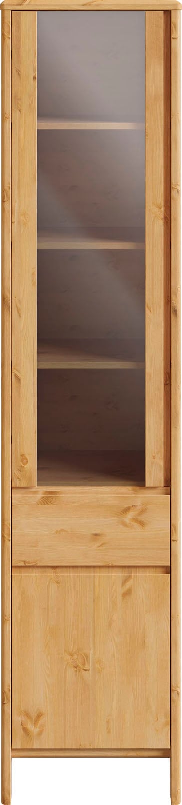 Vitrine »Luven«, zertifiziertes Massivholz, Höhe 192 cm, 2 Türen und 1 Schublade