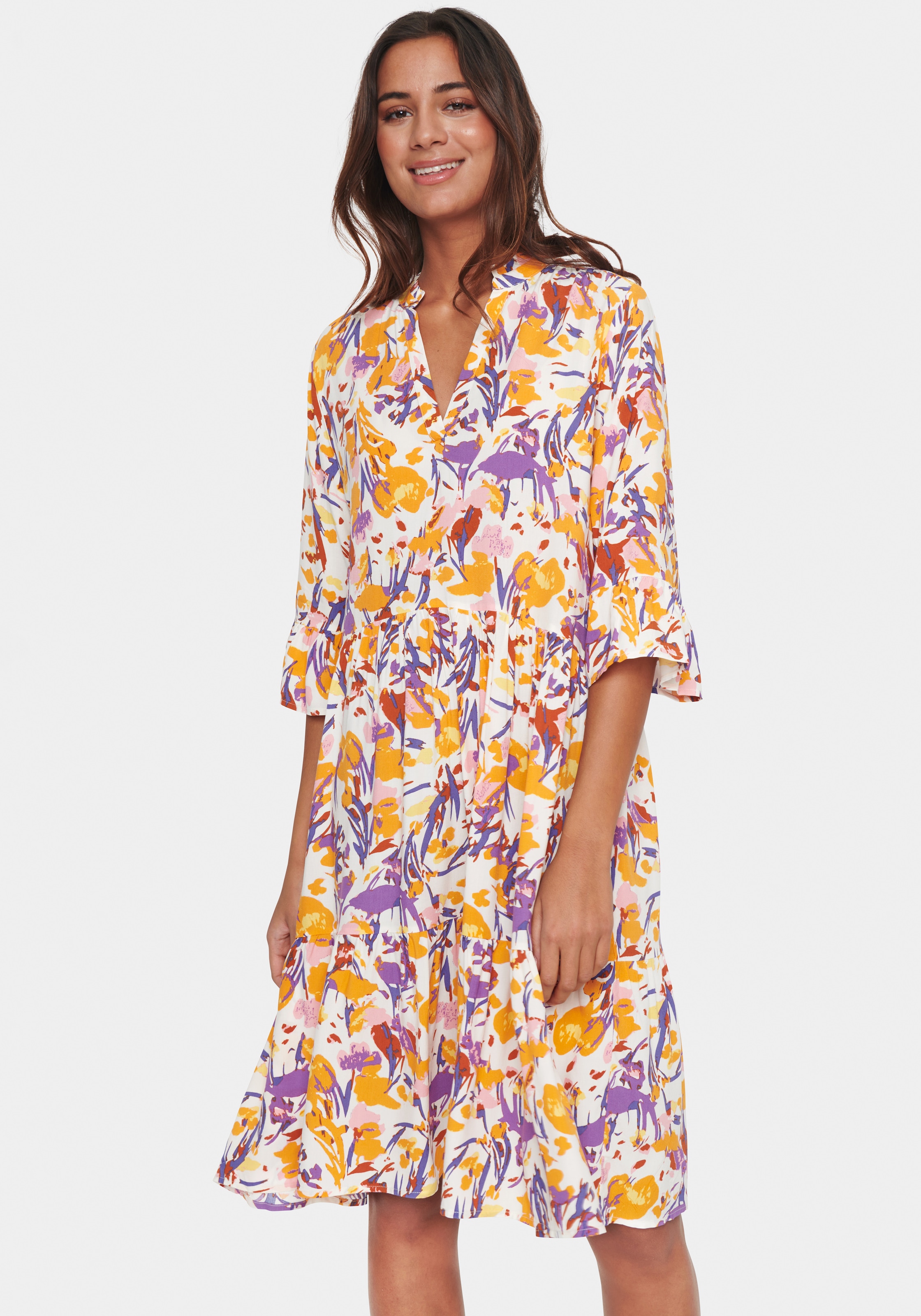 Saint Tropez Blusenkleid »EdaSZ Dress«, mit Volant und 3/4 Ärmel