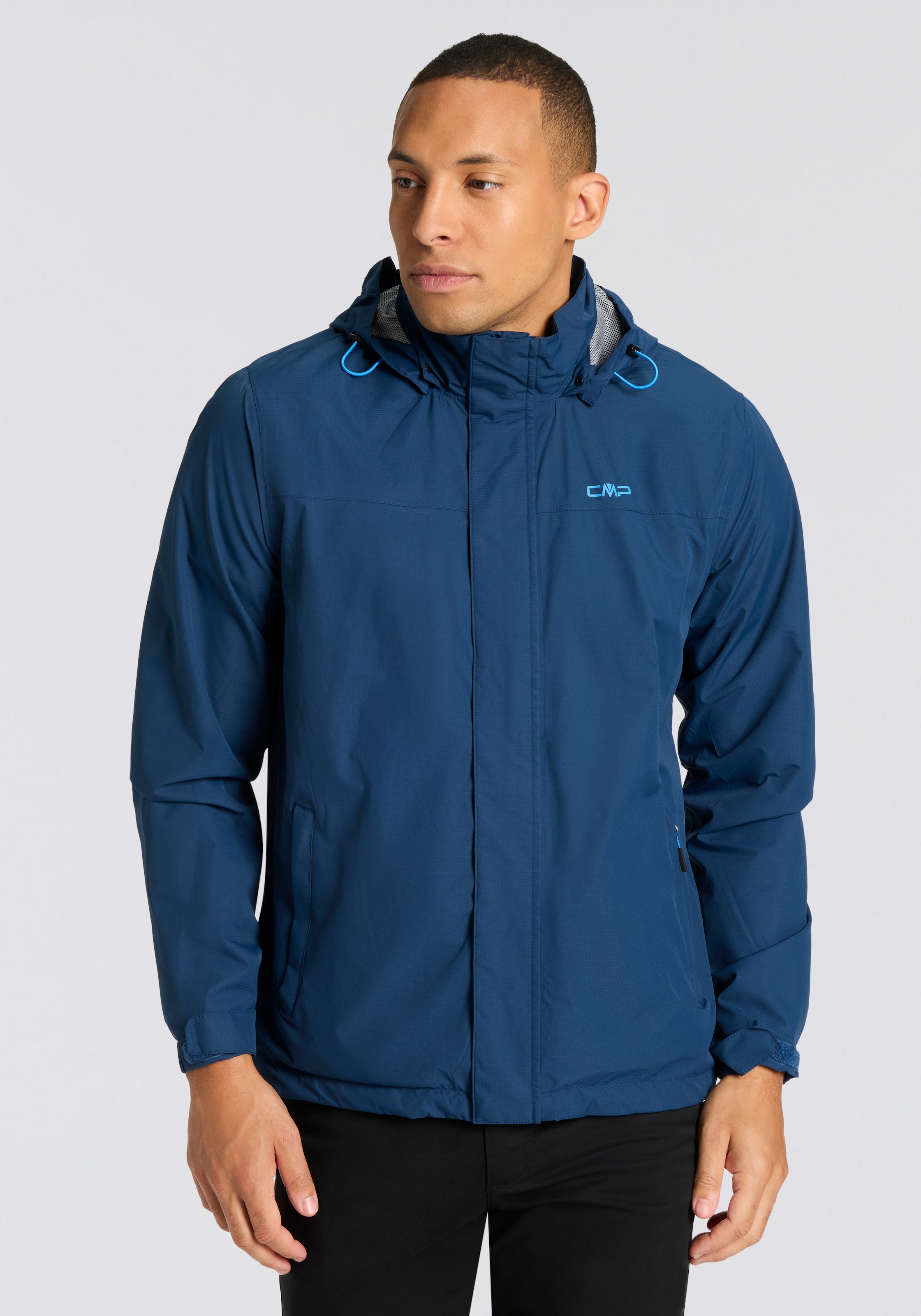Image of CMP Regenjacke "MAN JACKET SNAPS HOOD" mit Kapuze Atmungsaktiv, wasserdicht, winddicht, mit abnehmbarer Kapuze