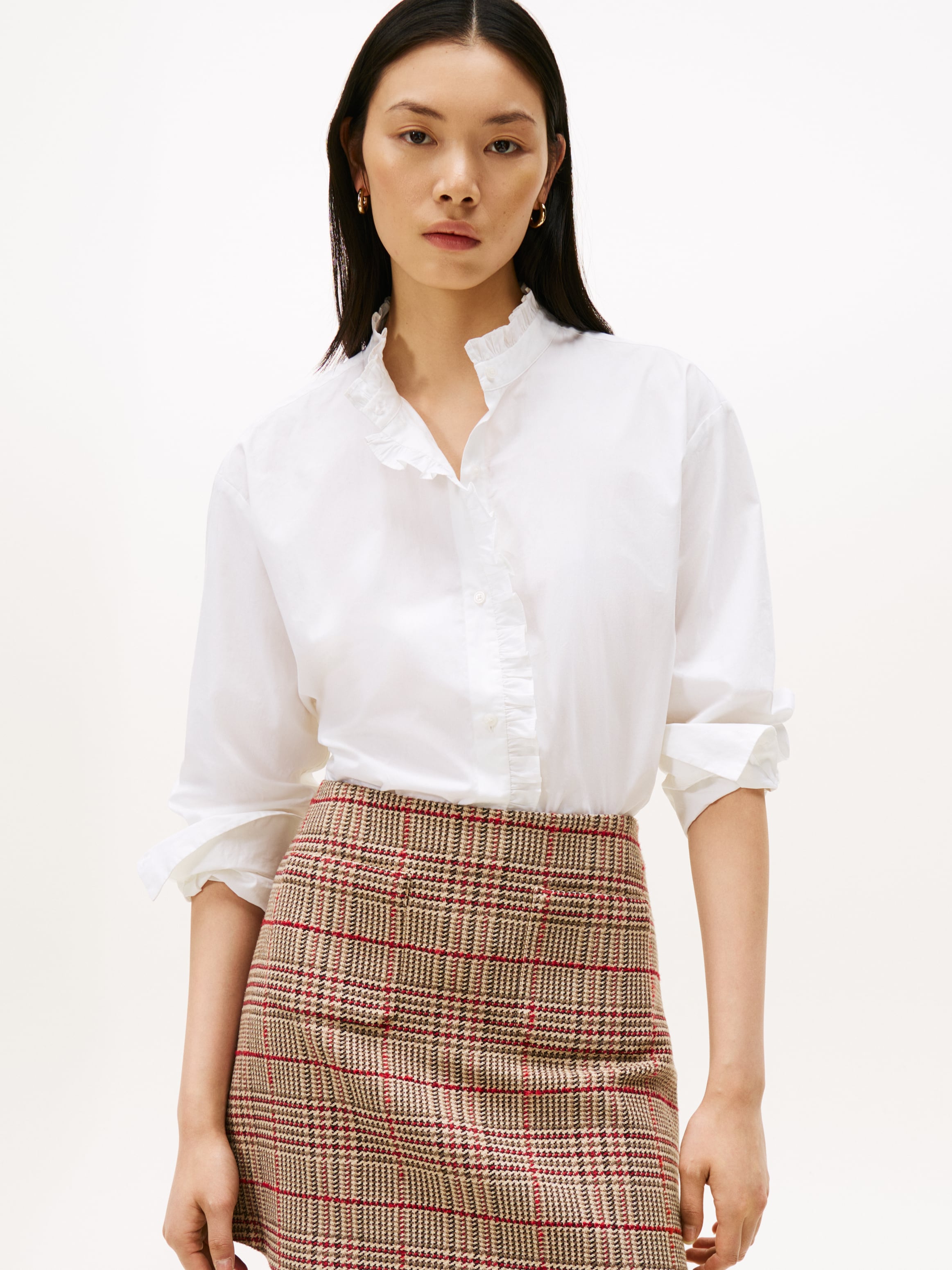 Image of Tommy Hilfiger Rüschenbluse "POPLIN RUFFLE SHIRT" mit Rüschen Detail
