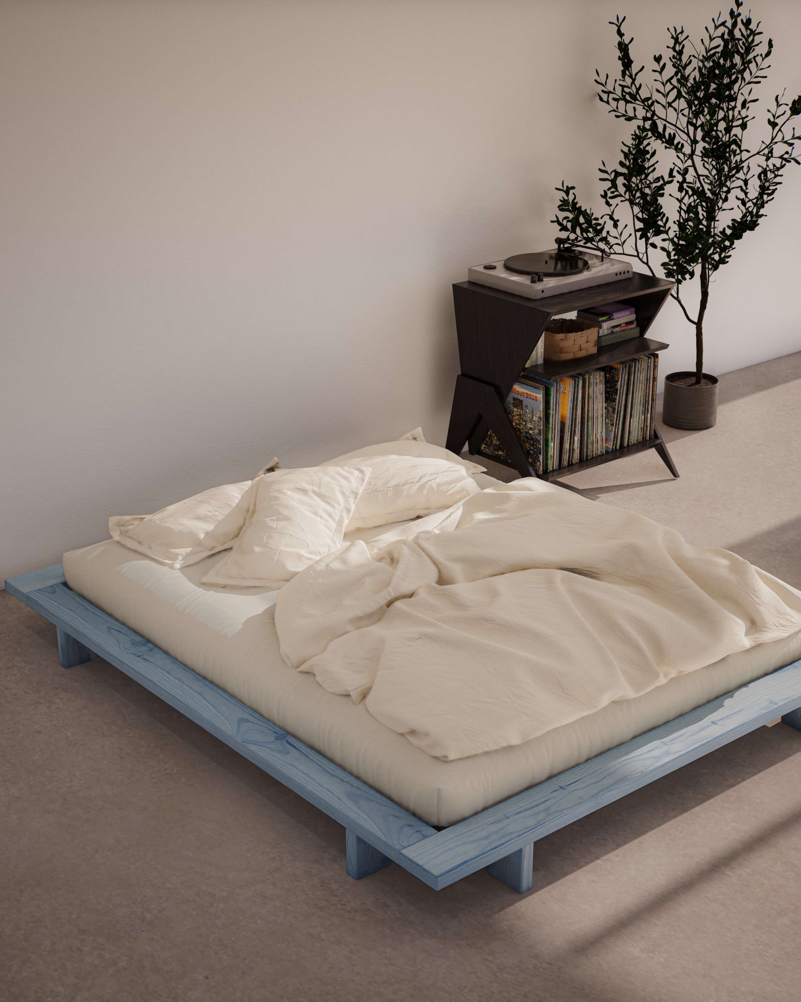 Karup Design Bettgestell »JAPAN BED Bodenbett, Holzrahmen, Futonbett, Jugendbett, Holzbett«, Massivholzbett mit Lattenrost, Kiefer massiv, Doppelbett ohne Kopfteil