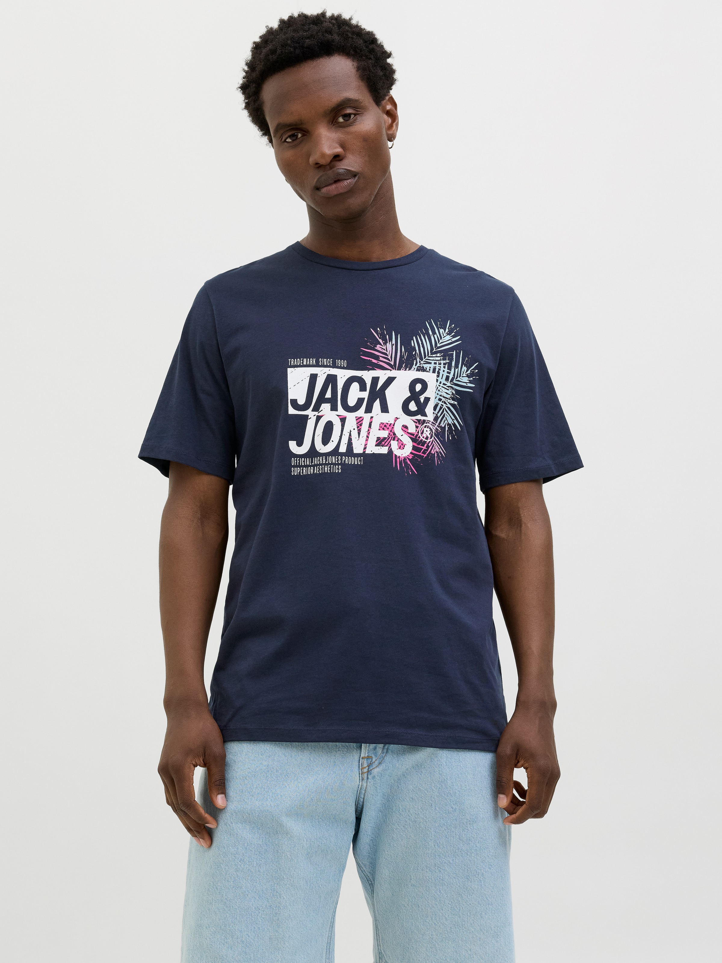 Image of Jack & Jones Print-Shirt "JJJAXON – T-Shirt mit Print, Rundhals und Baumwolle" Print, modisch, regular fit, Jersey, Rundhals