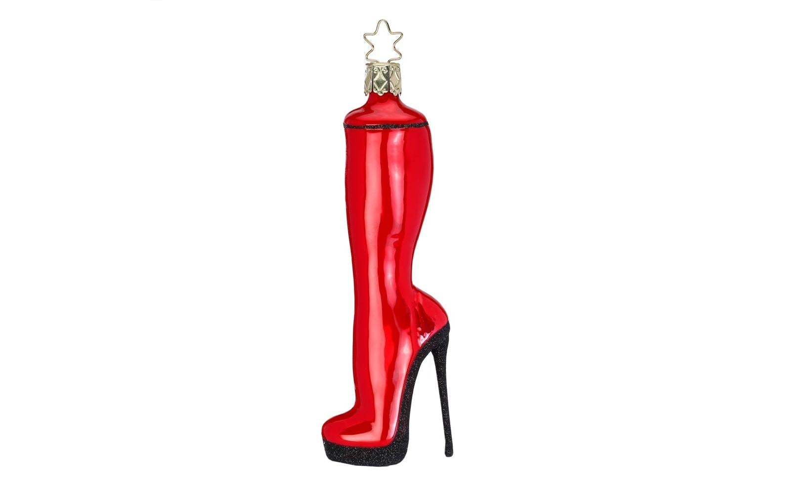 INGE-GLAS® Weihnachtsbaumkugel »Stiefel 13 cm, Rot/Schwarz«, (1 St.)