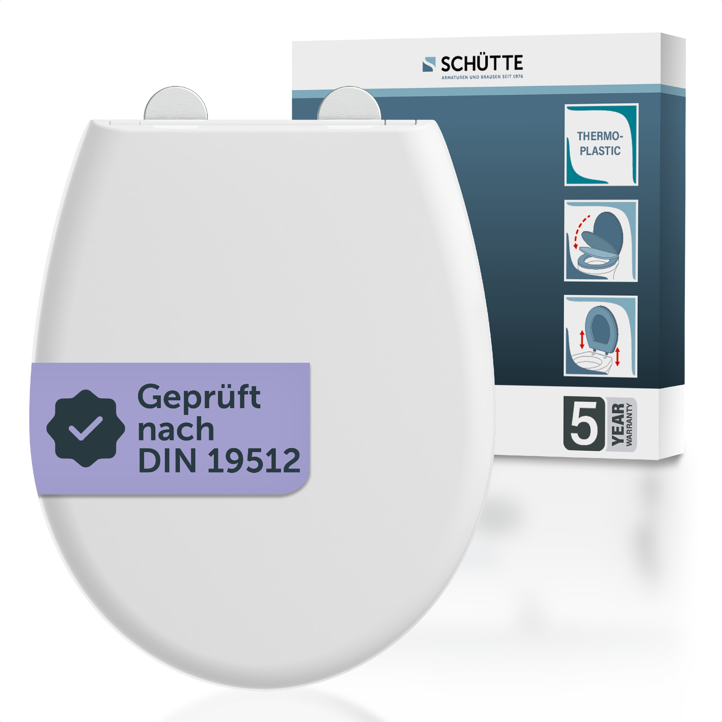 Image of Schütte WC-Sitz "WHITE PREMIUM" Thermoplast, Absenkautomatik, Schnellverschluss, belastbar bis 300 kg