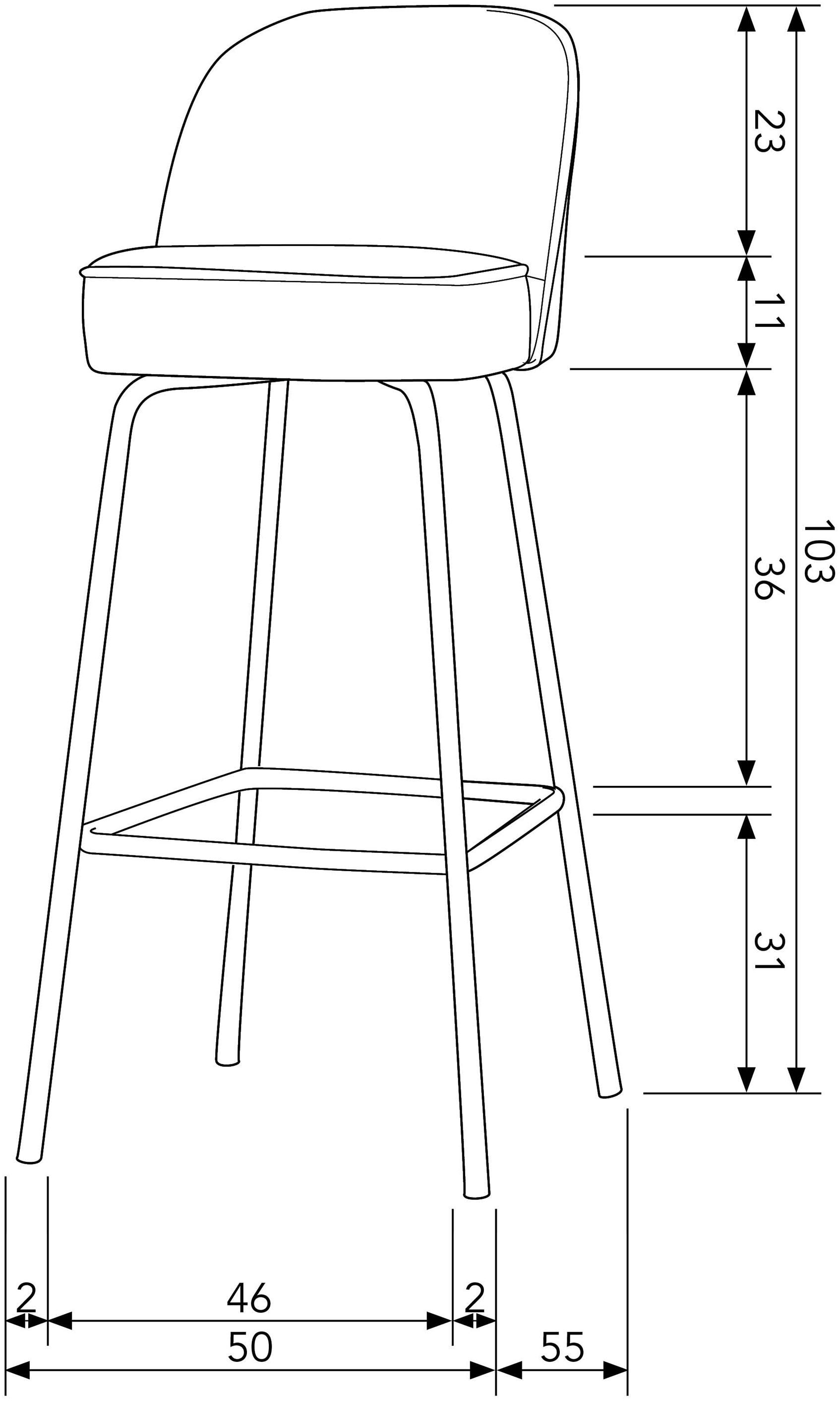 WOOOD Esszimmerstuhl »Vogue Bezug mit Fussstütze und Metallgestell, H 103 x B 50 x T 55 cm« () 1 Stk.Recycling-Lederfaser-Verbundstoff, pfleigleicht, Tragkraft 100 kg