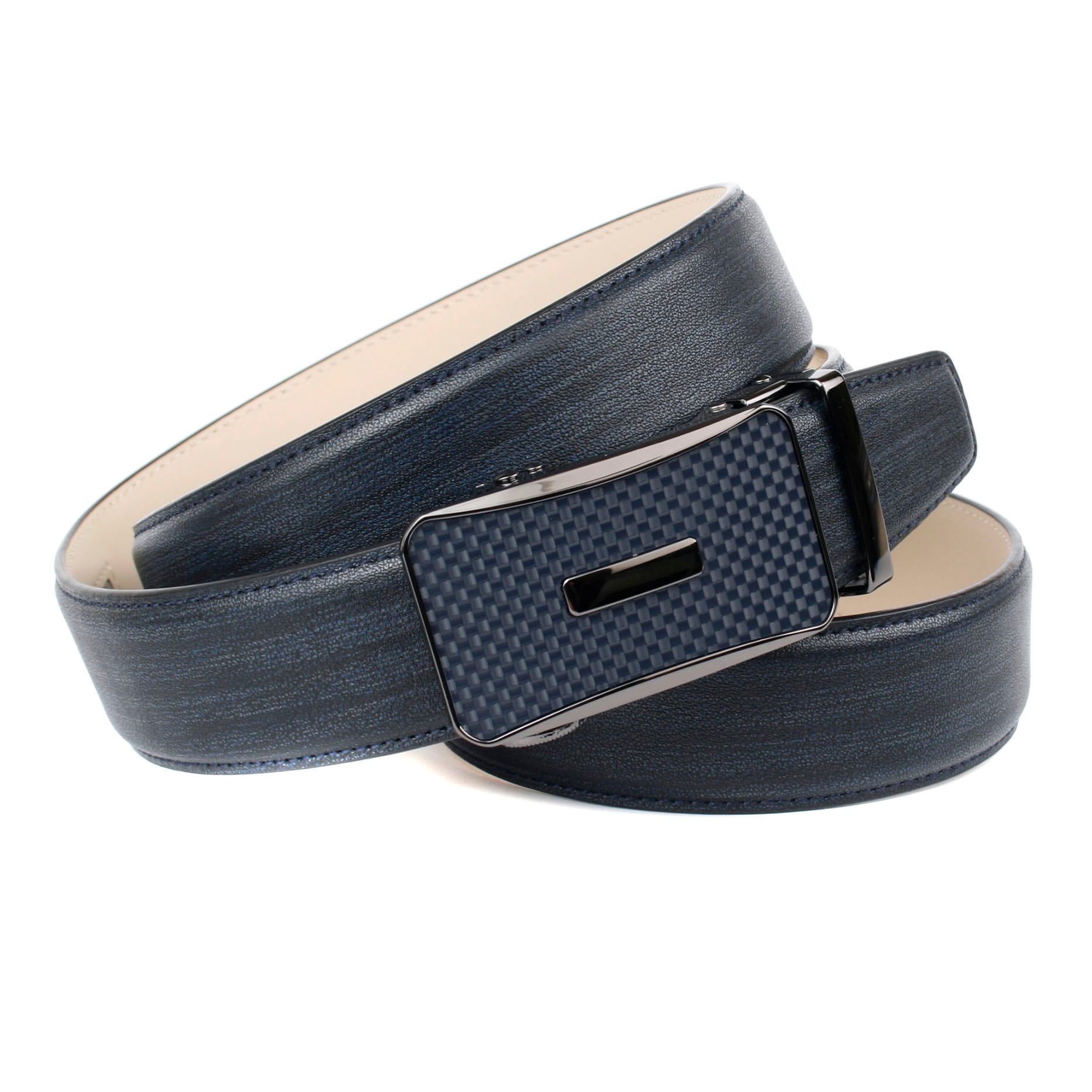Image of Anthoni Crown Ledergürtel, mit Karbon-Schliesse in dunkelblau bei Ackermann Versand Schweiz