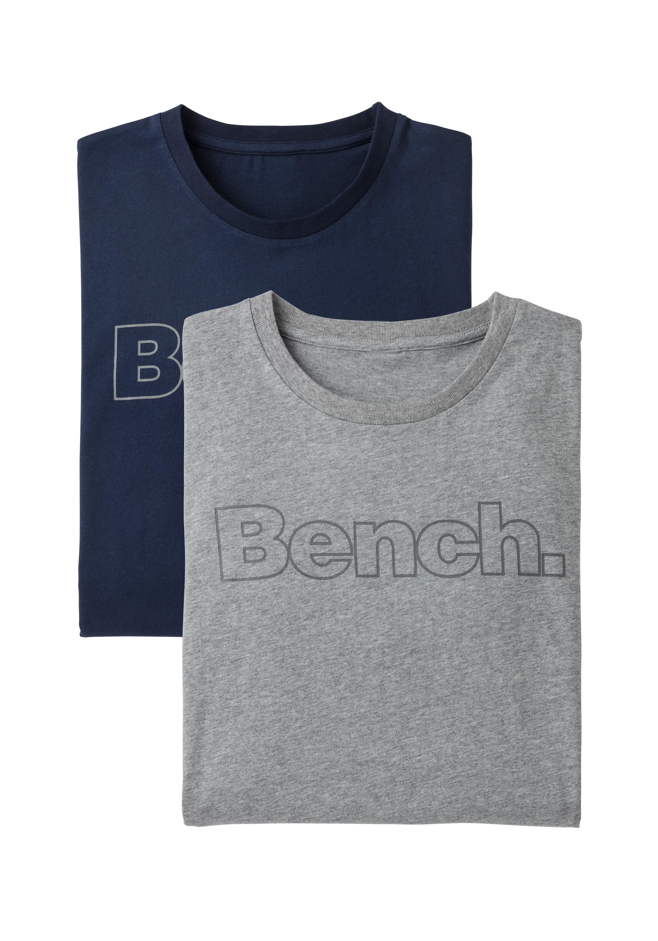 Bench. Loungewear T-Shirt, (2 tlg.), Shirt mit Logoprint, Basicshirt mit Rundhals aus reiner Baumwolle