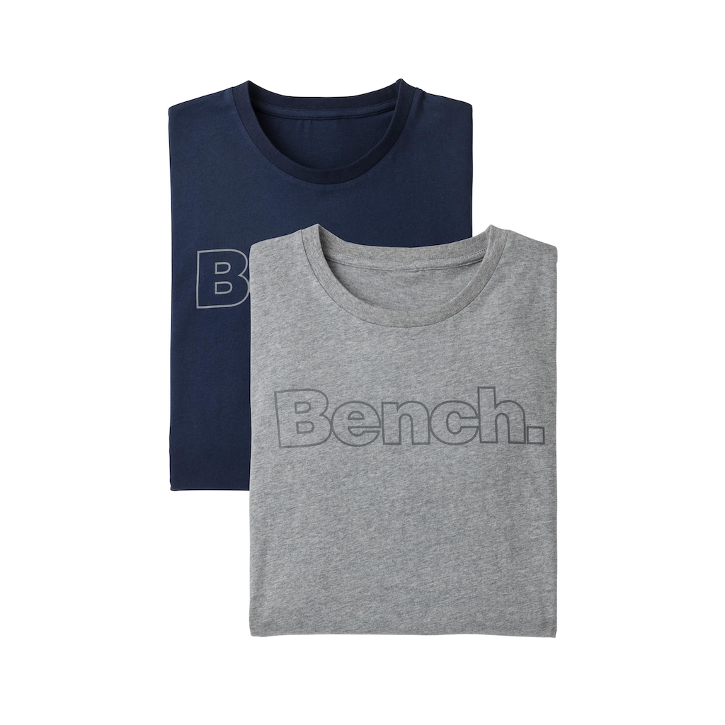 Bench. Loungewear T-Shirt, (2 tlg.), Shirt mit Logoprint, Basicshirt mit Rundhals aus reiner Baumwolle