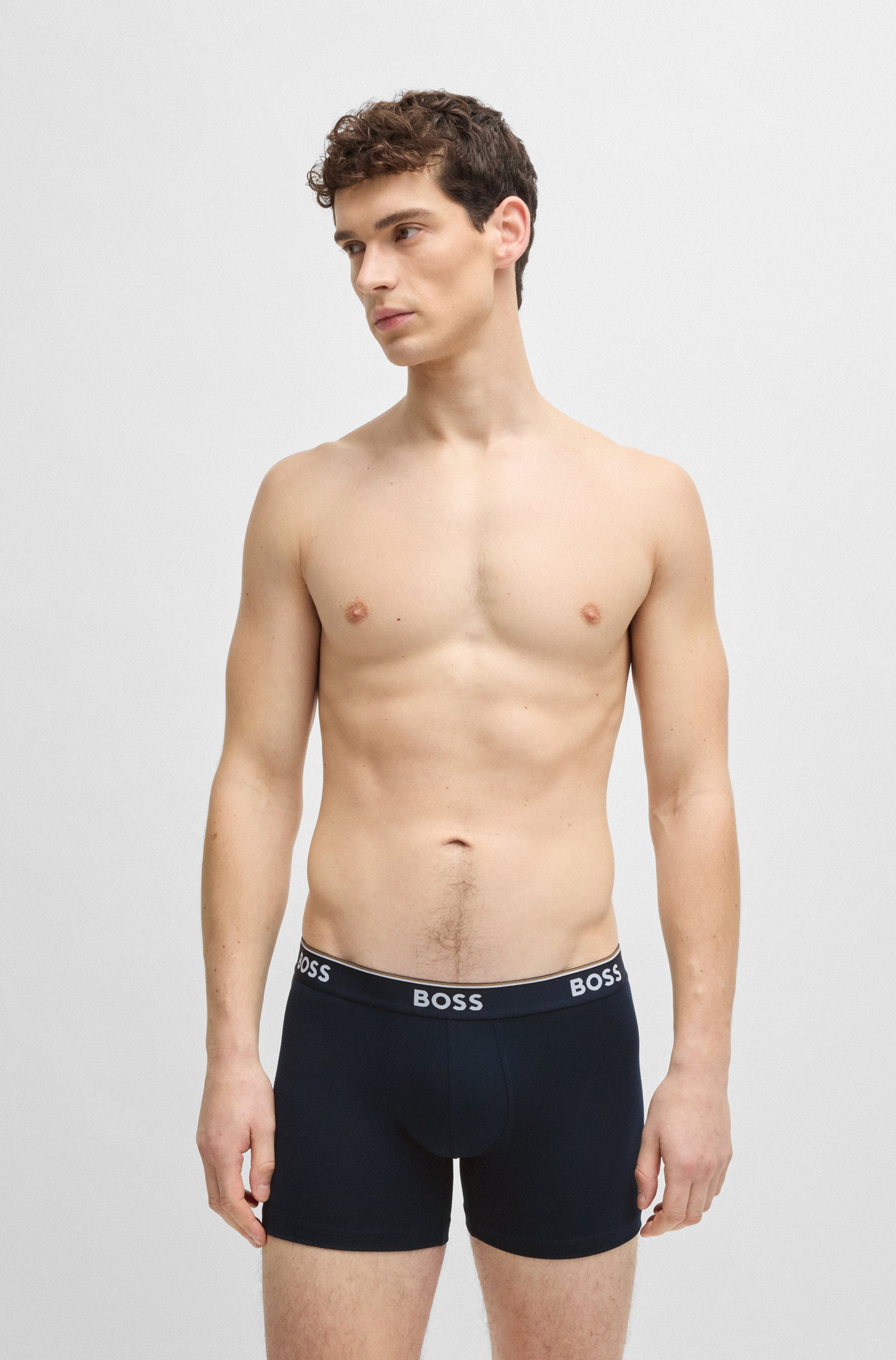 BOSS Langer Boxer »Brief 3 PACK«, mit farblich passendem Webbund