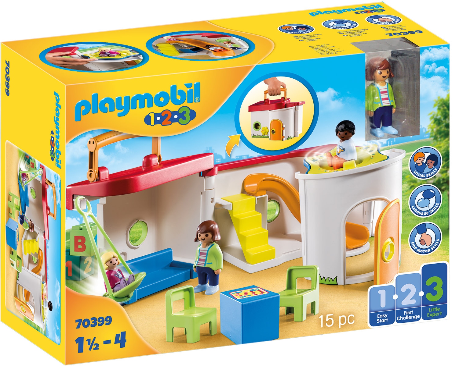 Playmobil® Konstruktions-Spielset »Mein Mitnehm-Kindergarten (70399), Playmobil 1-2-3«, (15 St.), Made in Europe