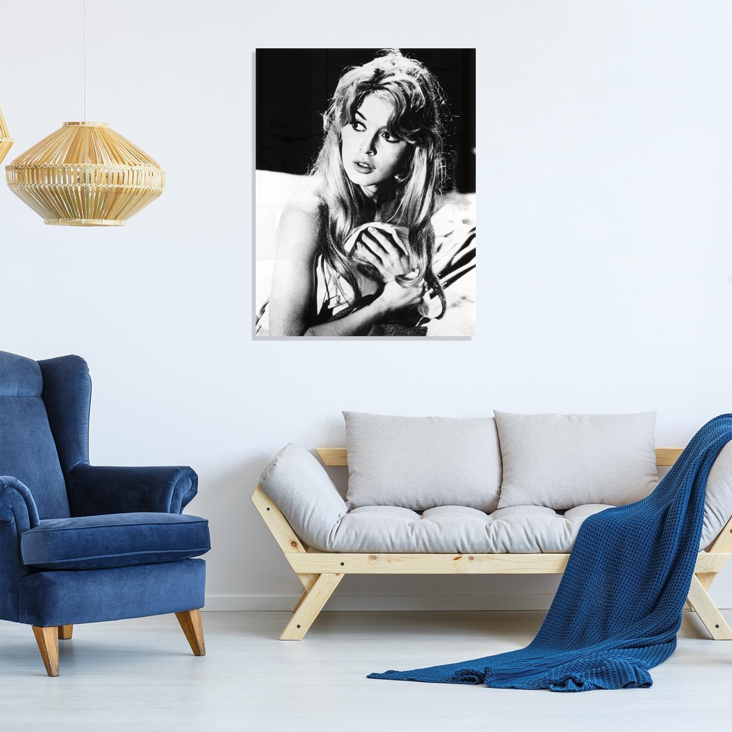 Image of queence Acrylglasbild "Shh" Frau Portrait Schwarz-Weiss Stars Fine Art-Print in Galeriequalität